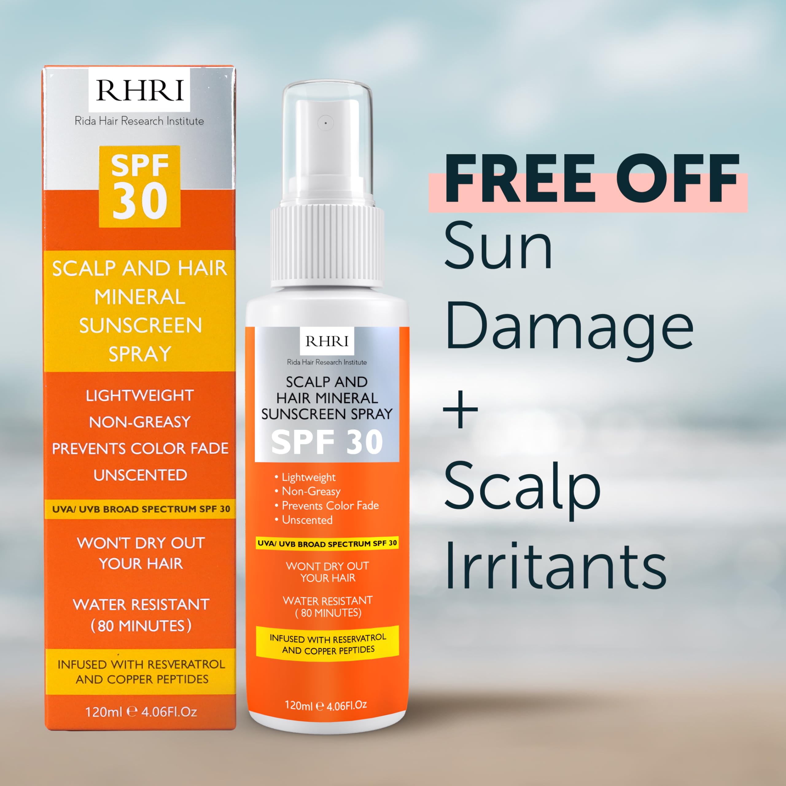 Rida Hair SPF 30 travel-friendly outdoor use on hair