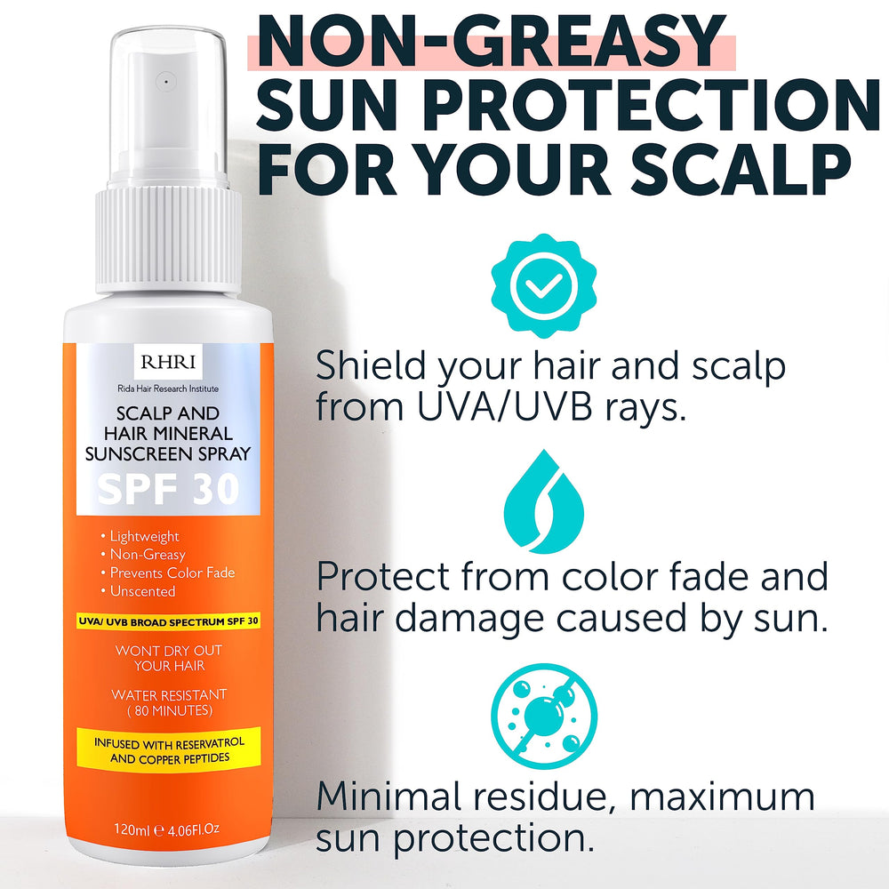 Rida Hair SPF 30 spray on hair strands delivers lightweight, non-greasy protection
