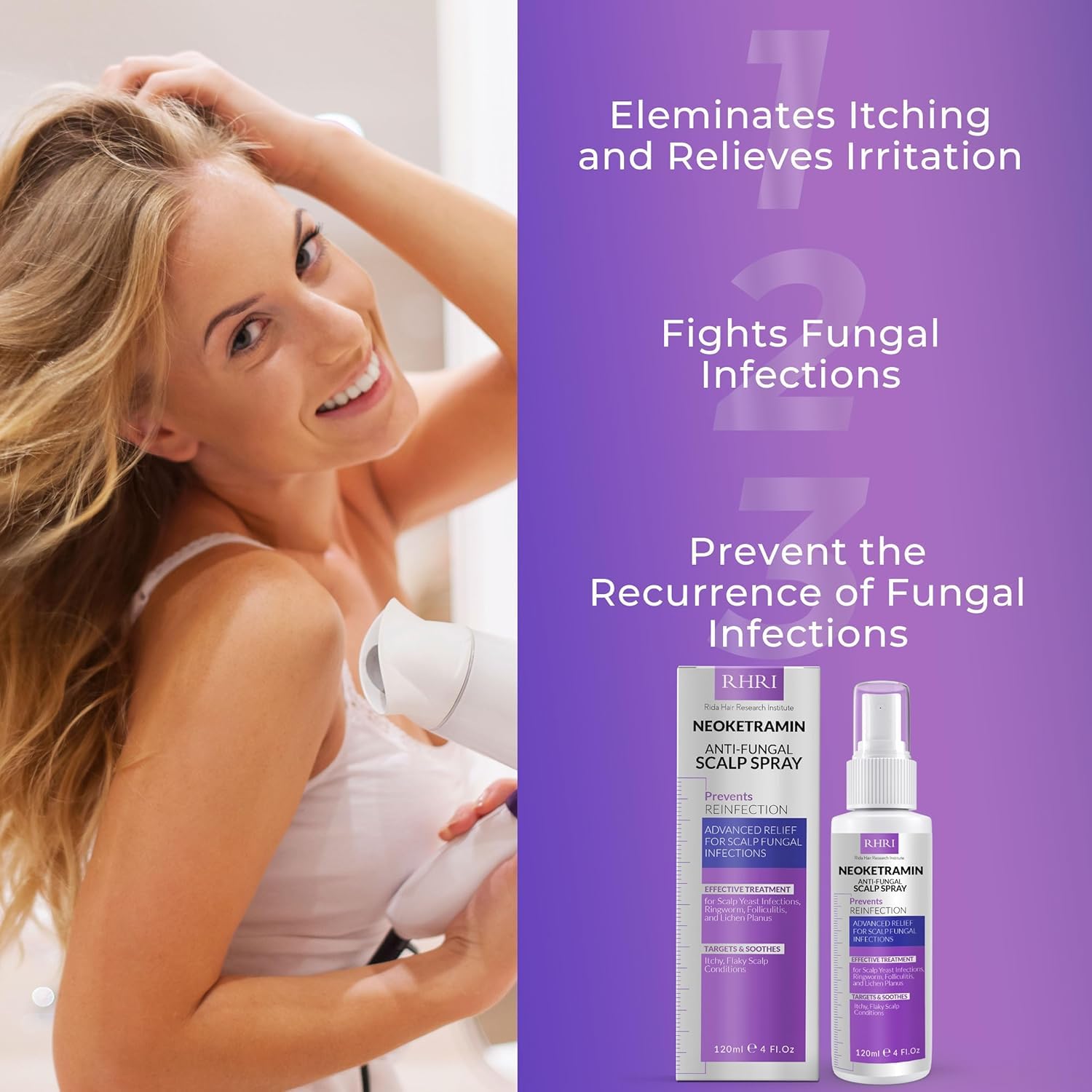 Daily-use scene shows comfortable scalp feel after application