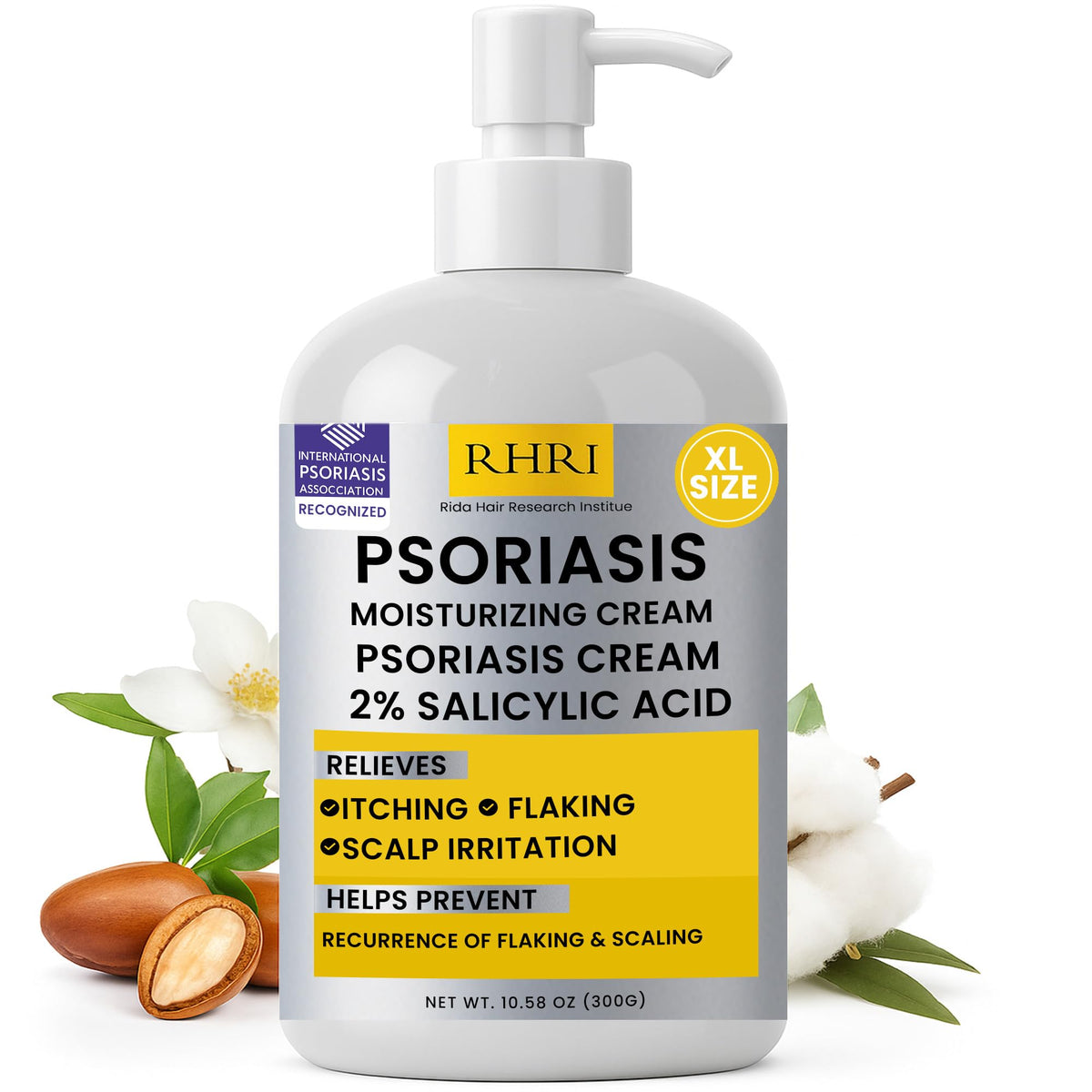 Rida Psoriasis Cream bottle with soothing formula for itch relief.