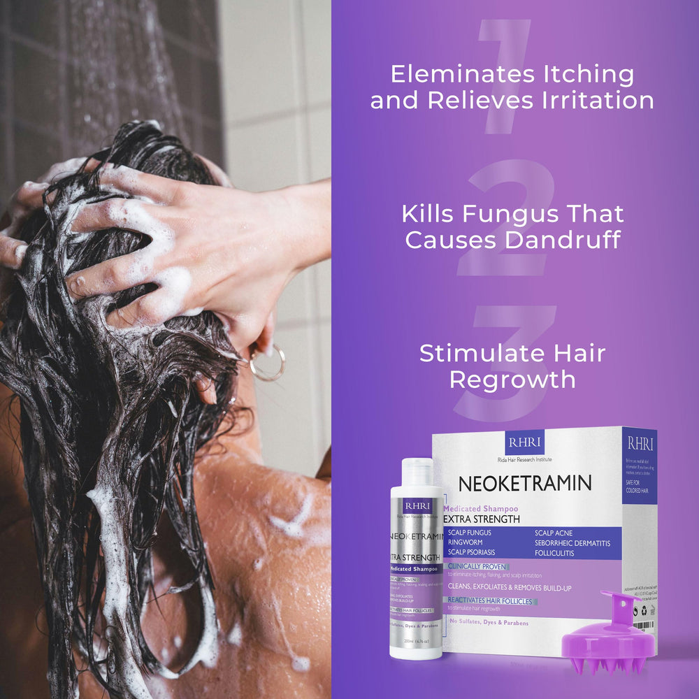 Rida Hair Research Institute ingredient bottle highlights biotin and zinc peptides
