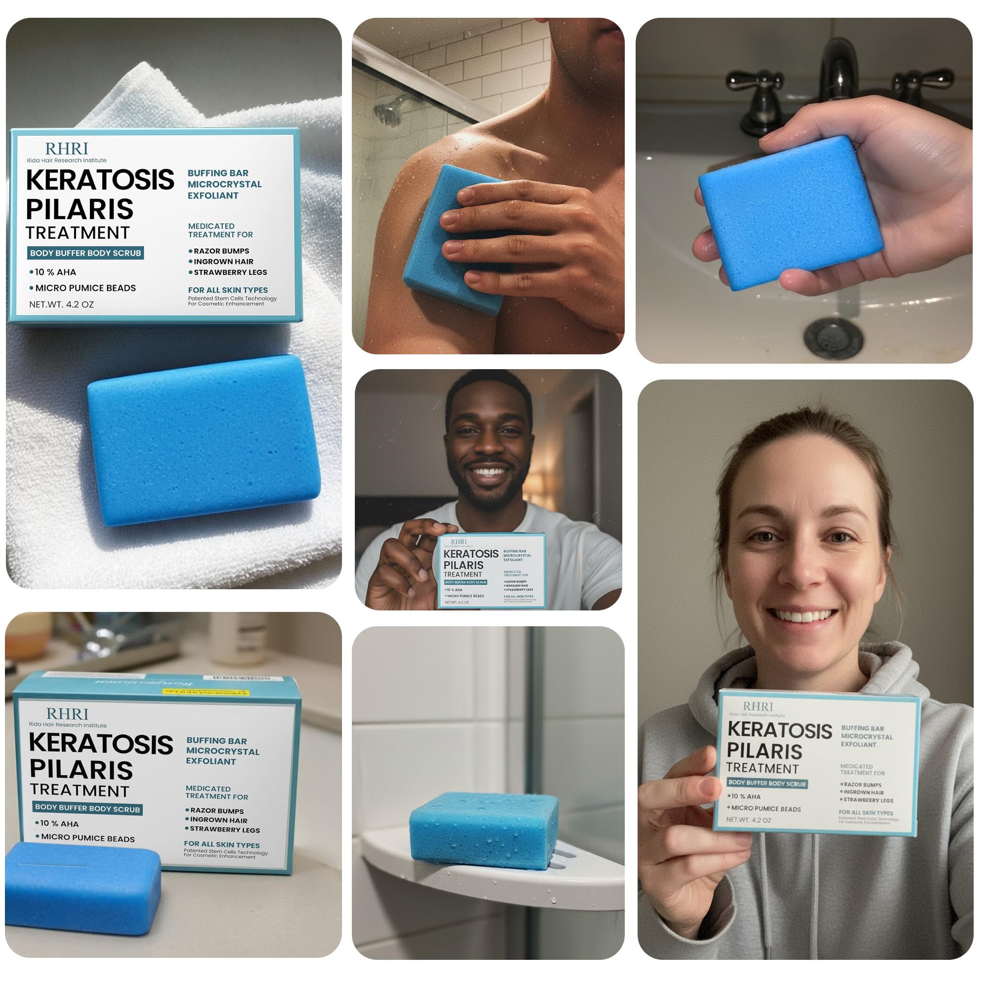 Ridahair jabón exfoliante para la ducha mejora la textura de la piel.
