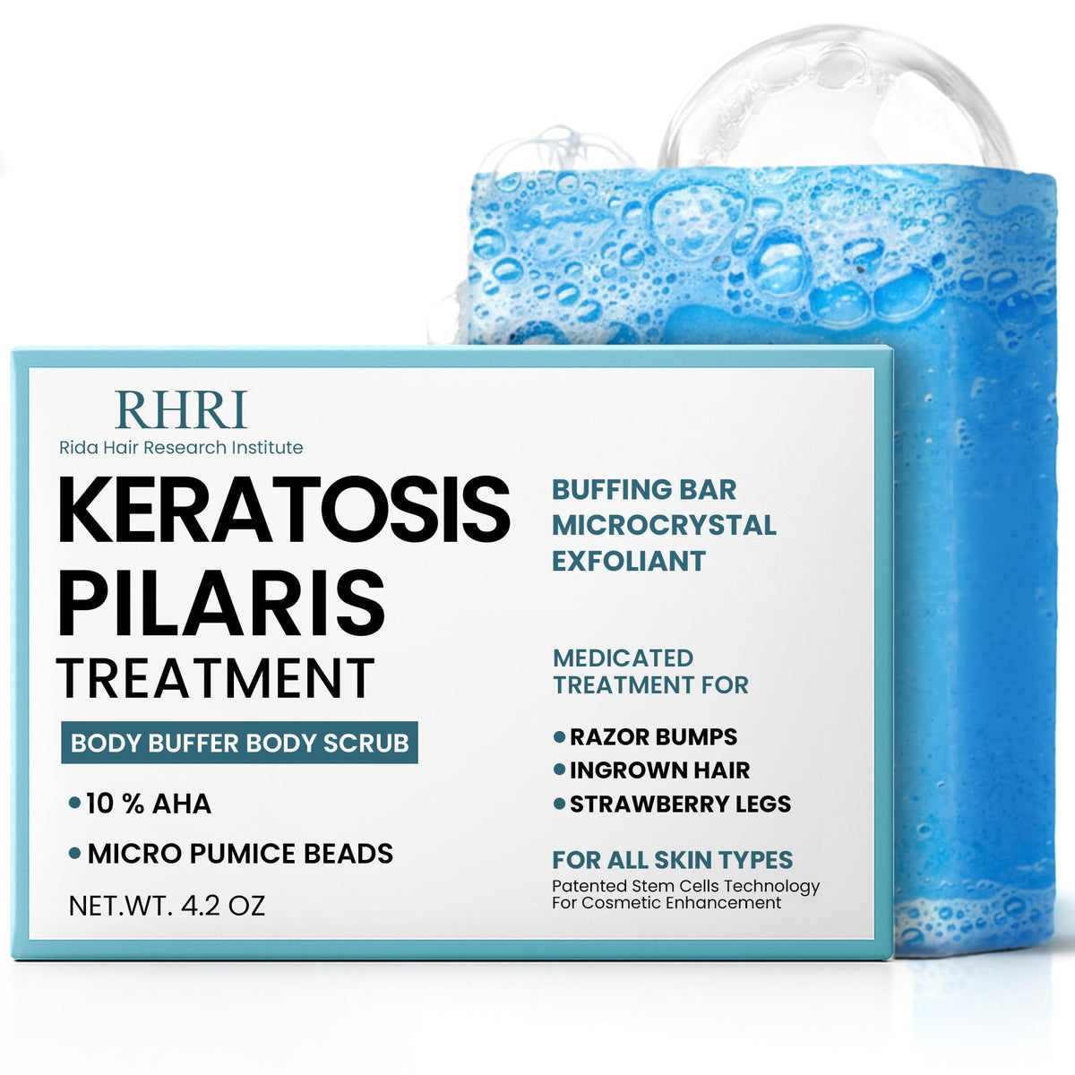 Ridahair jabón corporal exfoliante para keratosis pilaris suaviza la piel áspera.