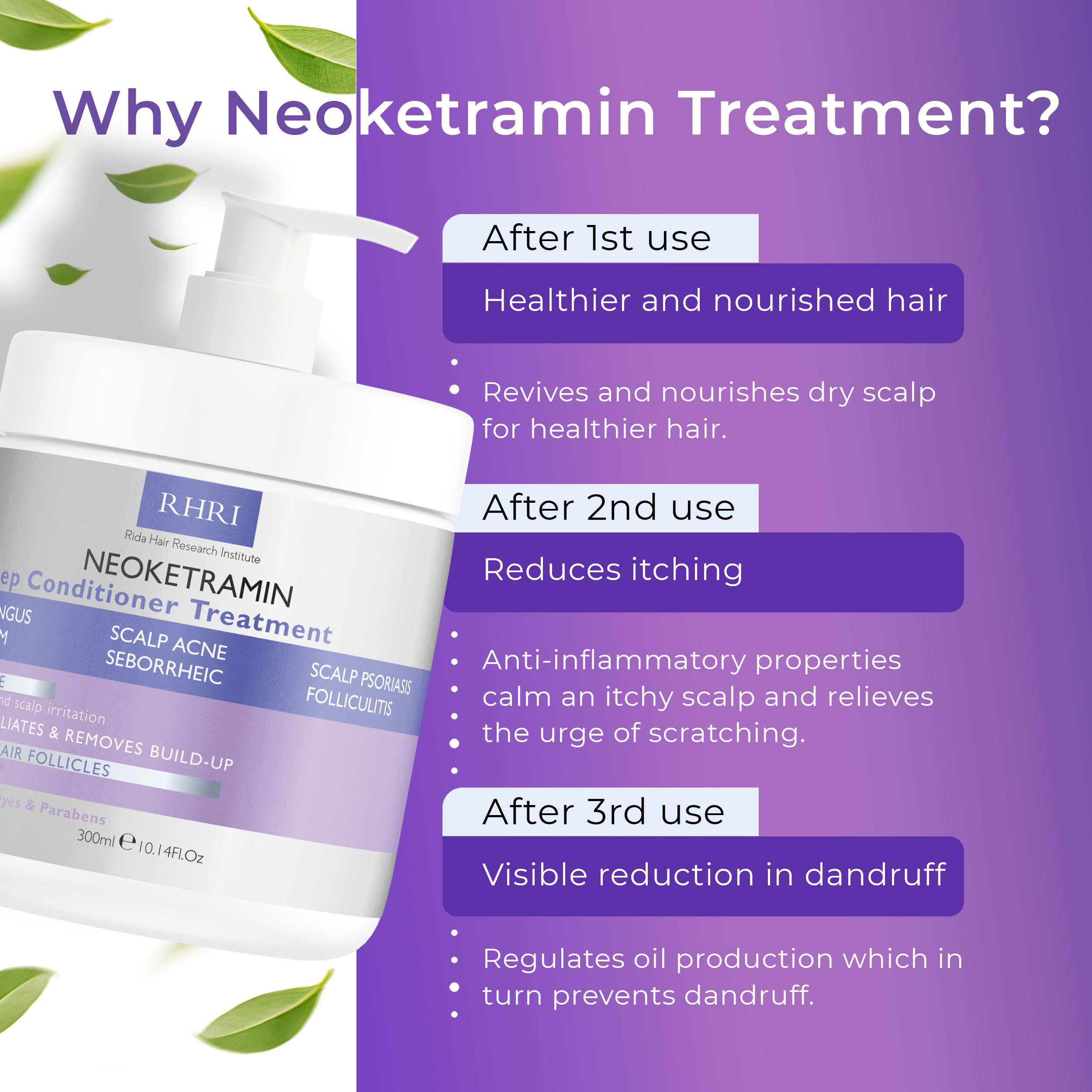 Neoketramin bottle on bathroom sink after use for healthy scalp care