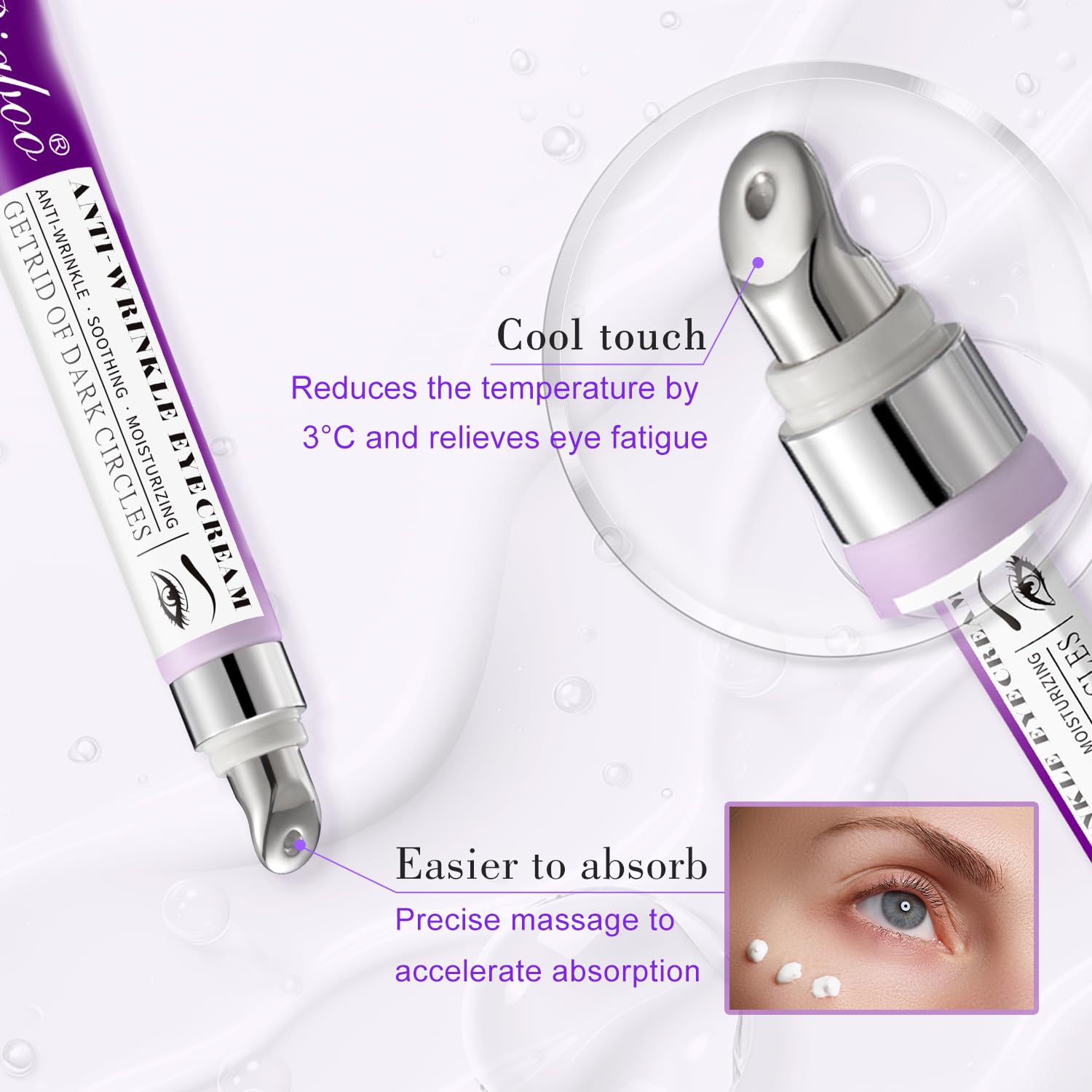 RIGBOO lightweight non-greasy eye cream texture absorbed quickly