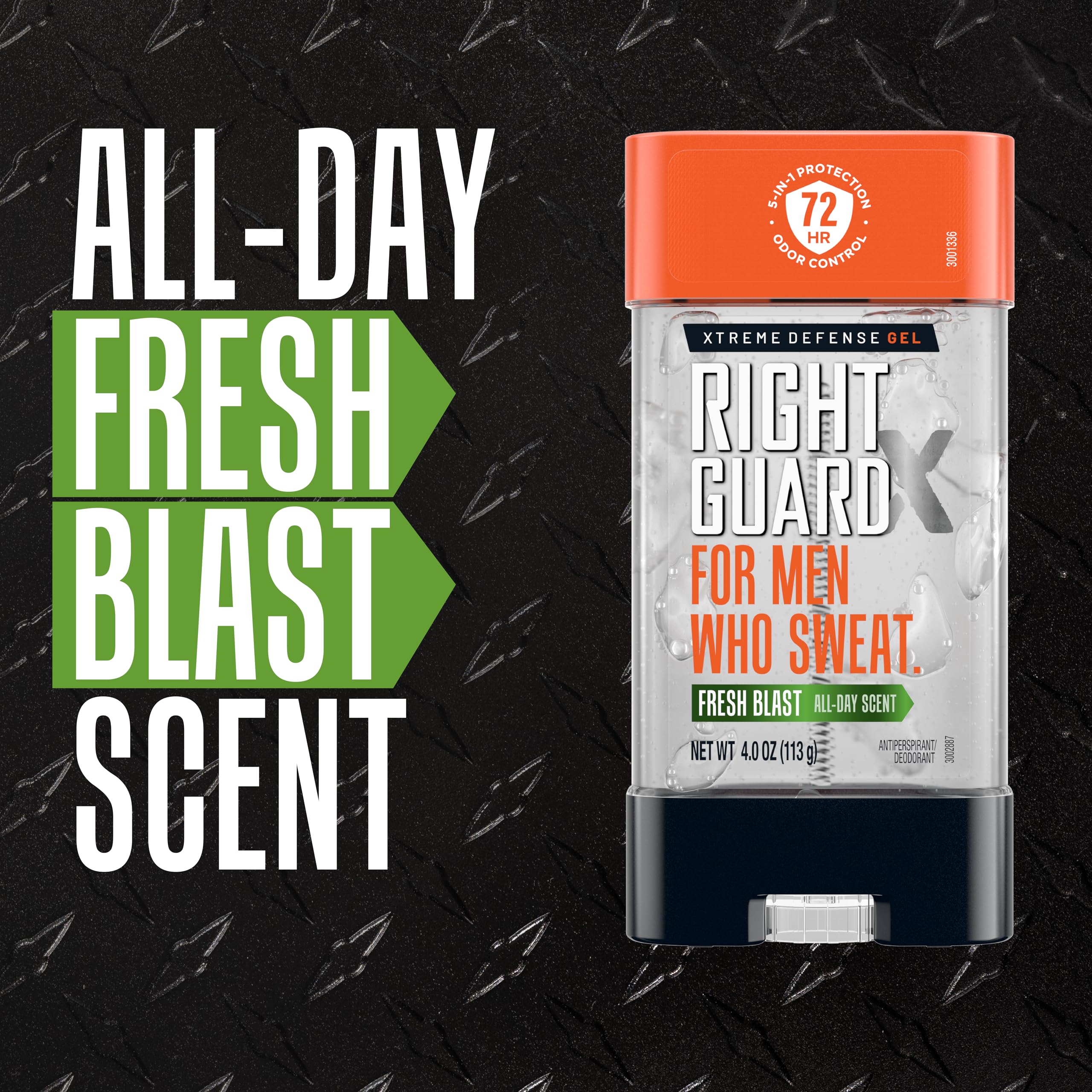 Right Guard Defensa Extrema elaborado en EE.UU. con ingredientes seleccionados.