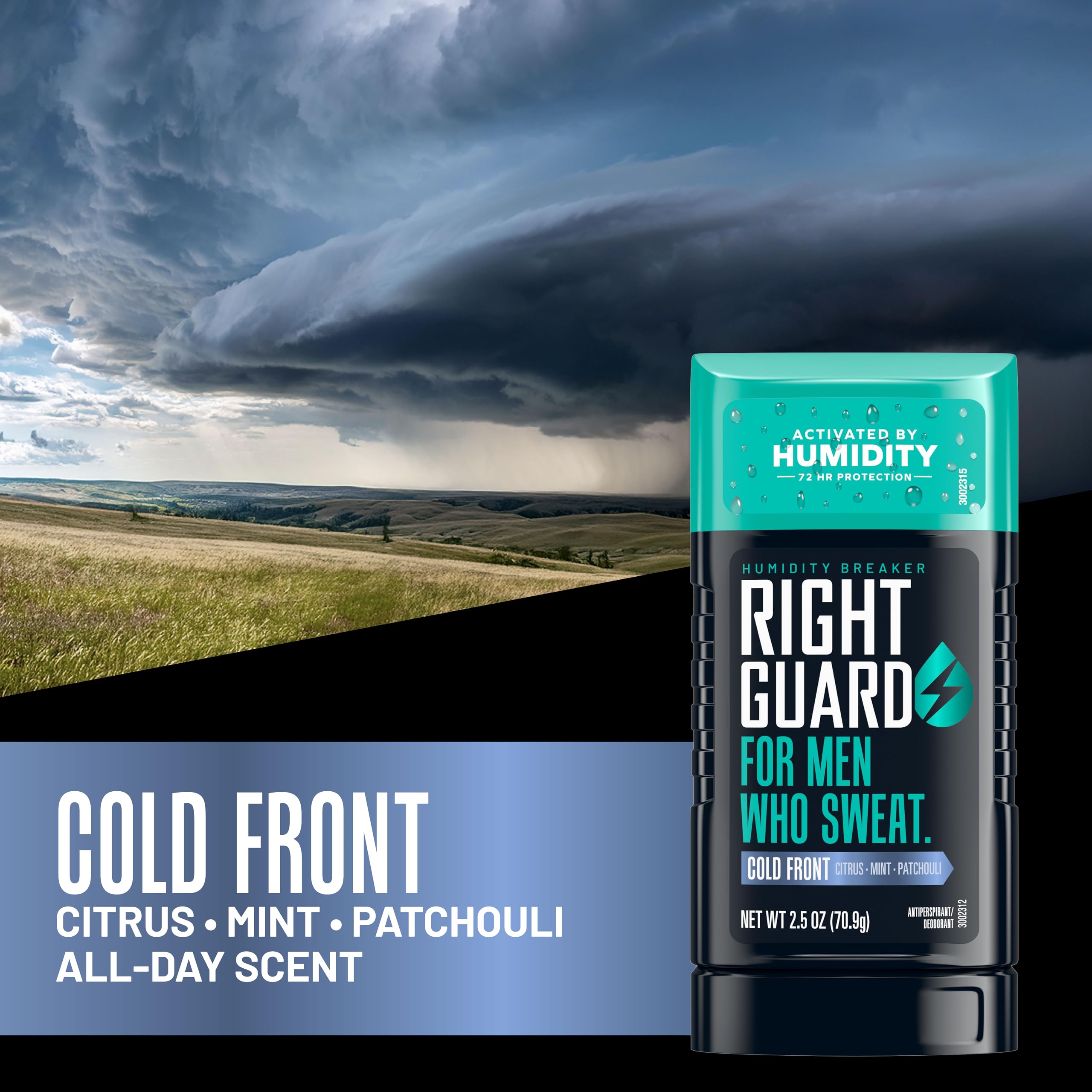 Right Guard Humidity Breaker: textura suave que se absorbe sin manchas.