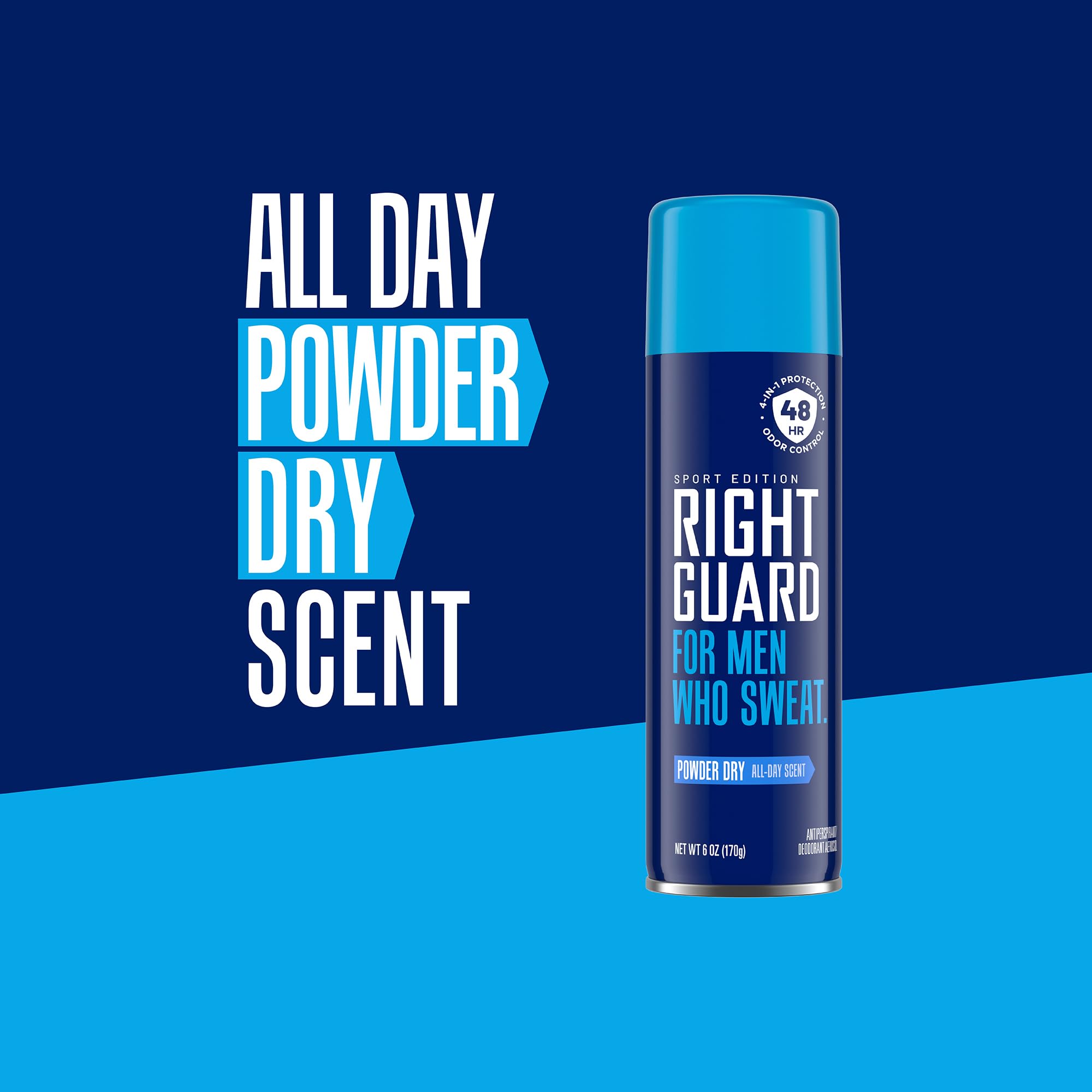 Right Guard Sport aplicación rápida y secado al instante para uso diario.