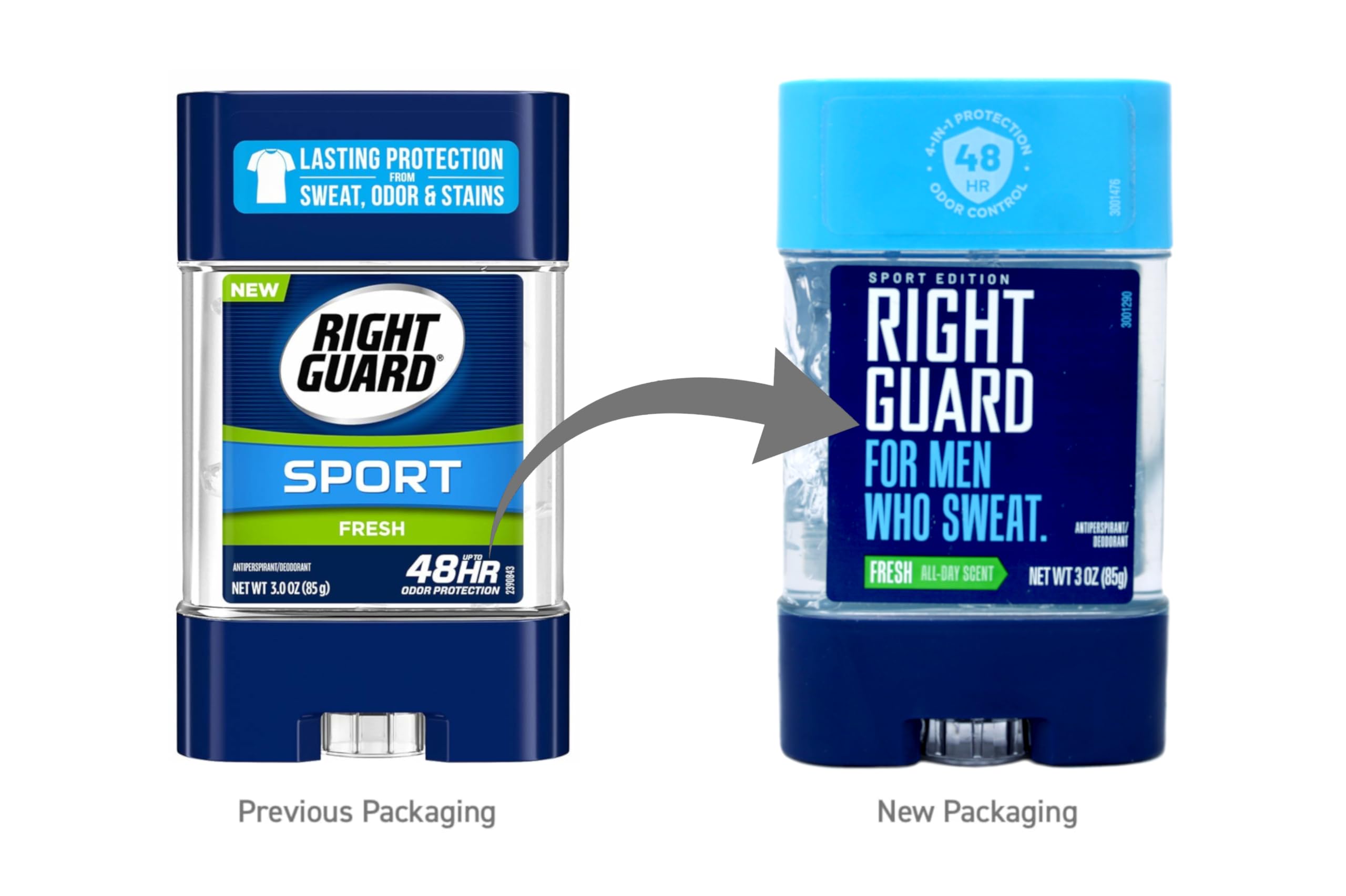 Right Guard Sport Edition being applied to underarms for protection.