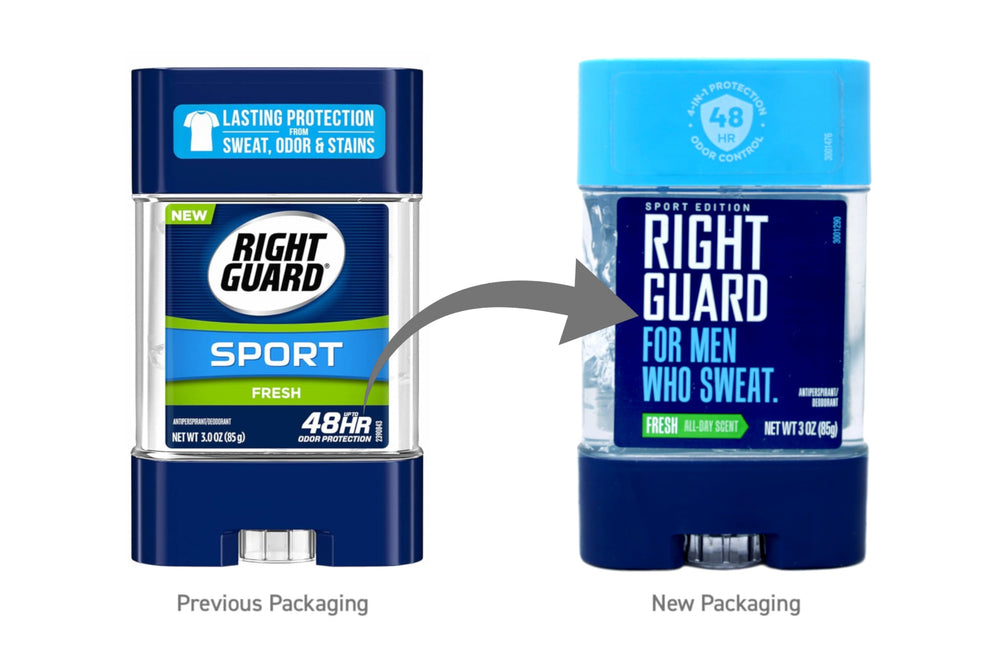 Right Guard Sport Edition being applied to underarms for protection.
