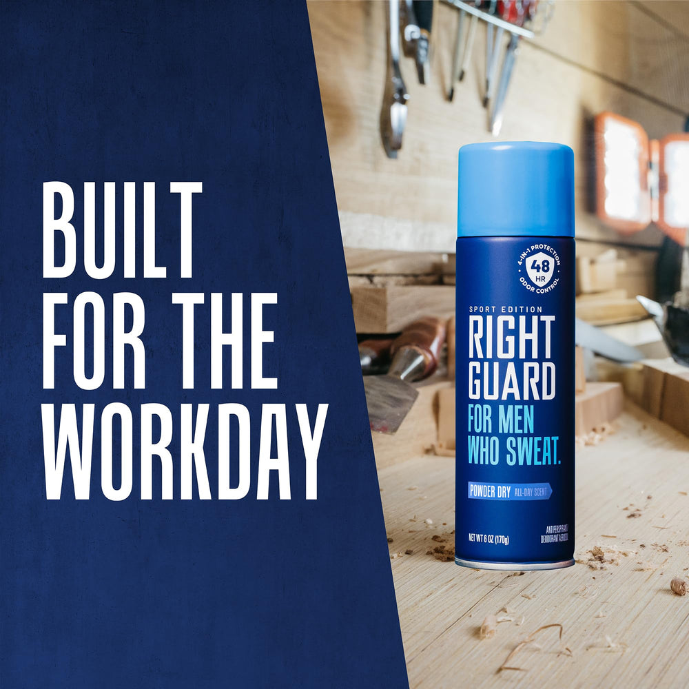 Right Guard Sport fragancia fresca que permanece sin irritar la piel.
