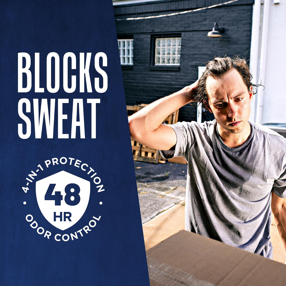 Fine mist provides 4-in-1 protection against sweat, odor, bacteria, and wetness for active men.