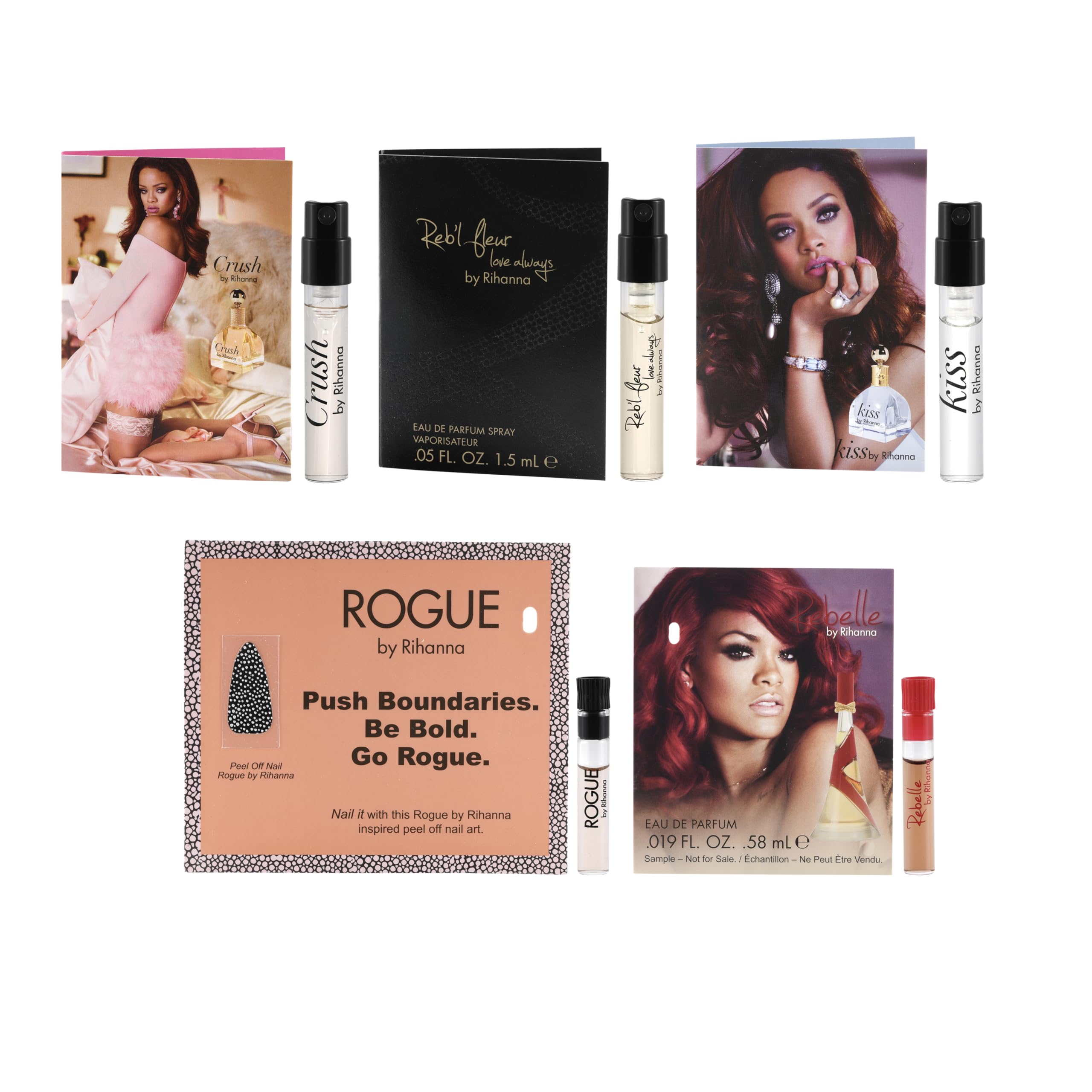Rihanna tester label close-up indicating sample not for sale.