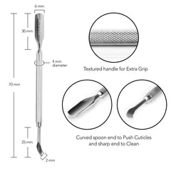 Rikans two-in-one cuticle pusher for shaping and gel removal