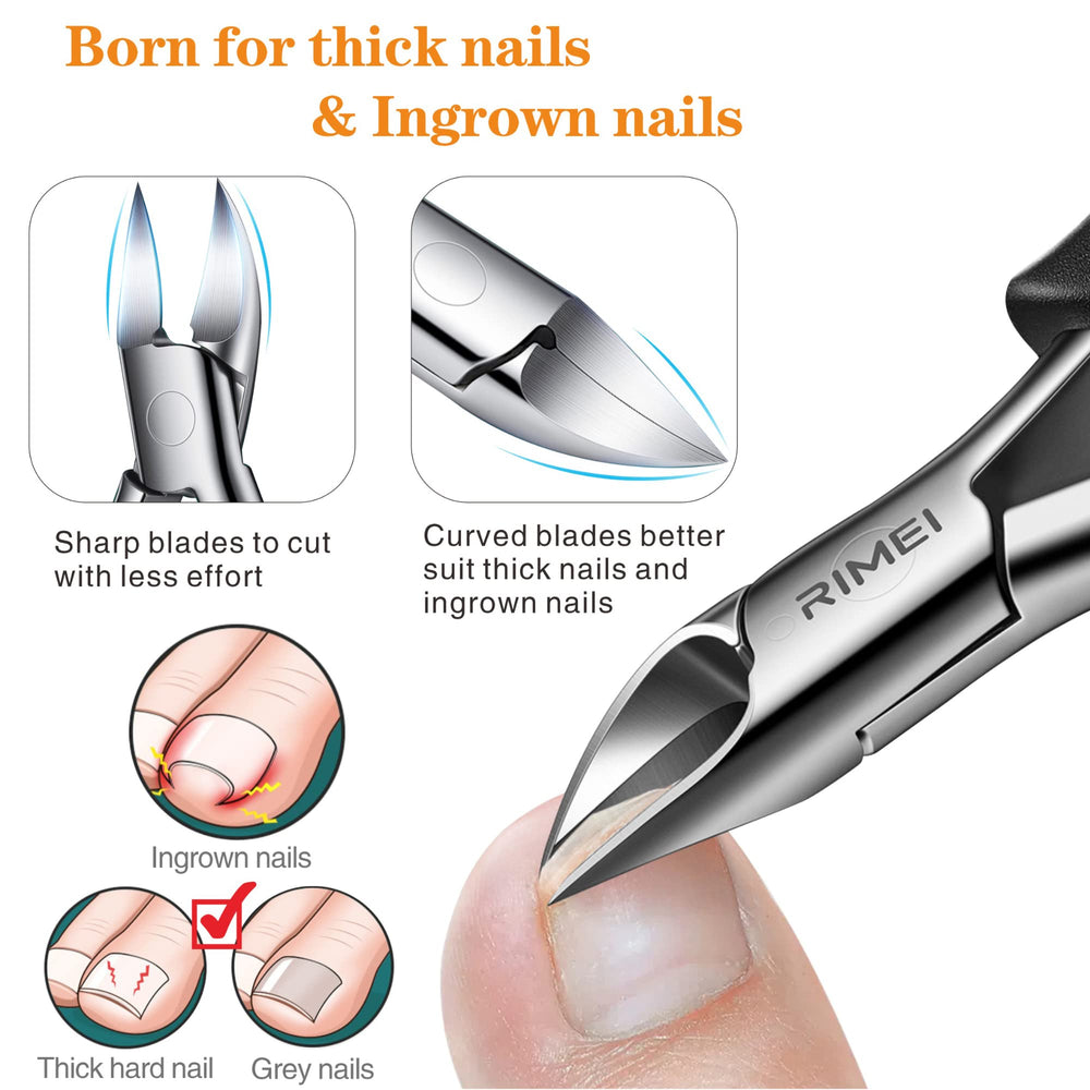 RIMEI toenail clippers in surgical stainless steel resist rust for long-lasting durability
