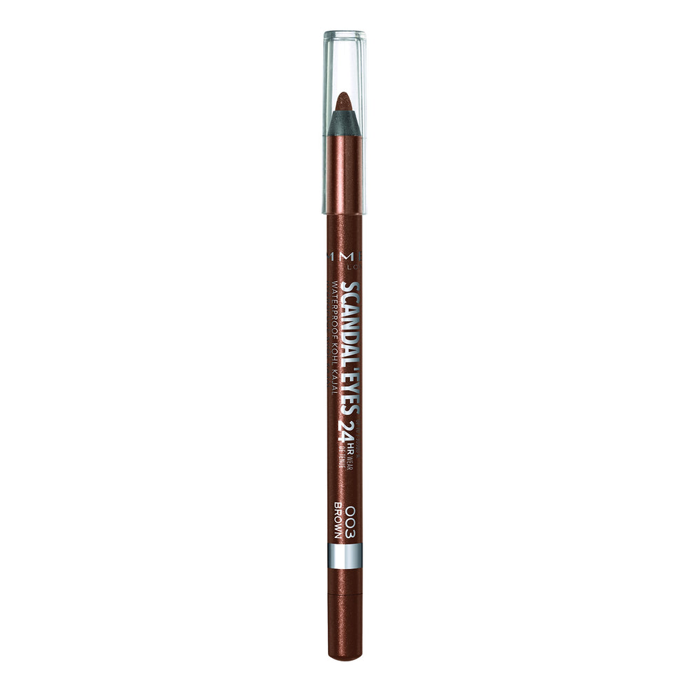Delineador gel resistente al agua Rimmel 003 cafe, look duradero.