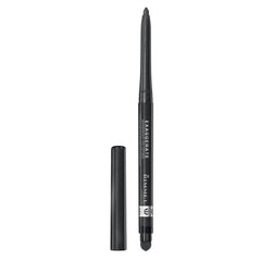 Rimmel Exaggerate eyeliner in Starlit Black, close-up showing rich pigment for bold definition.
