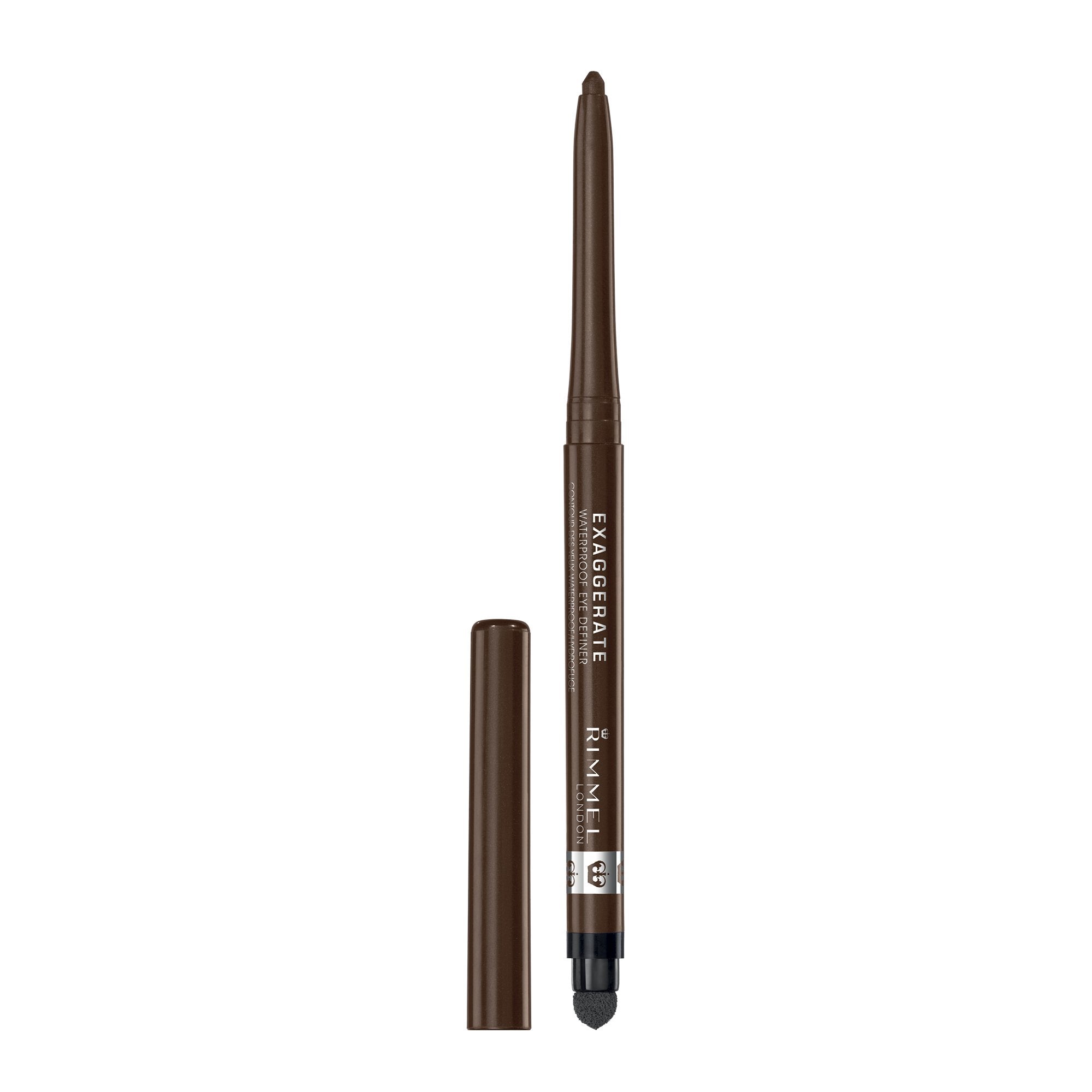 Rimmel Exaggerate waterproof eye definer with built-in smudger enables quick, smoldering blends.