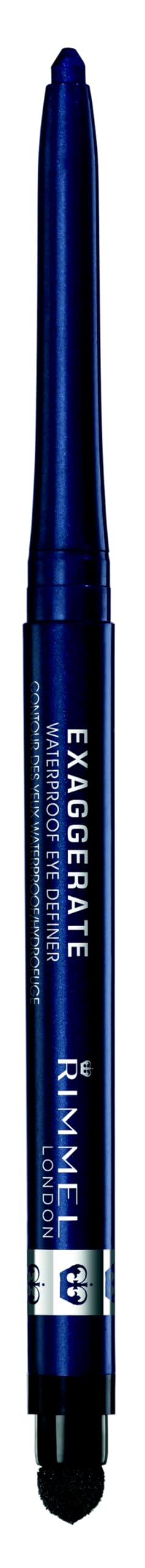 Rimmel Exaggerate Waterproof Eye Definer in Deep Ocean 230 with bold, long-lasting color.