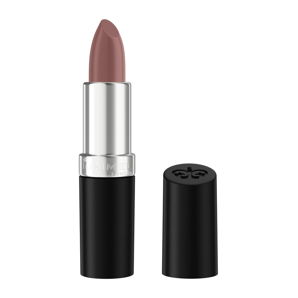 Rimmel Kate Lasting Finish Lipstick bottle shows long-lasting color for all-day wear.