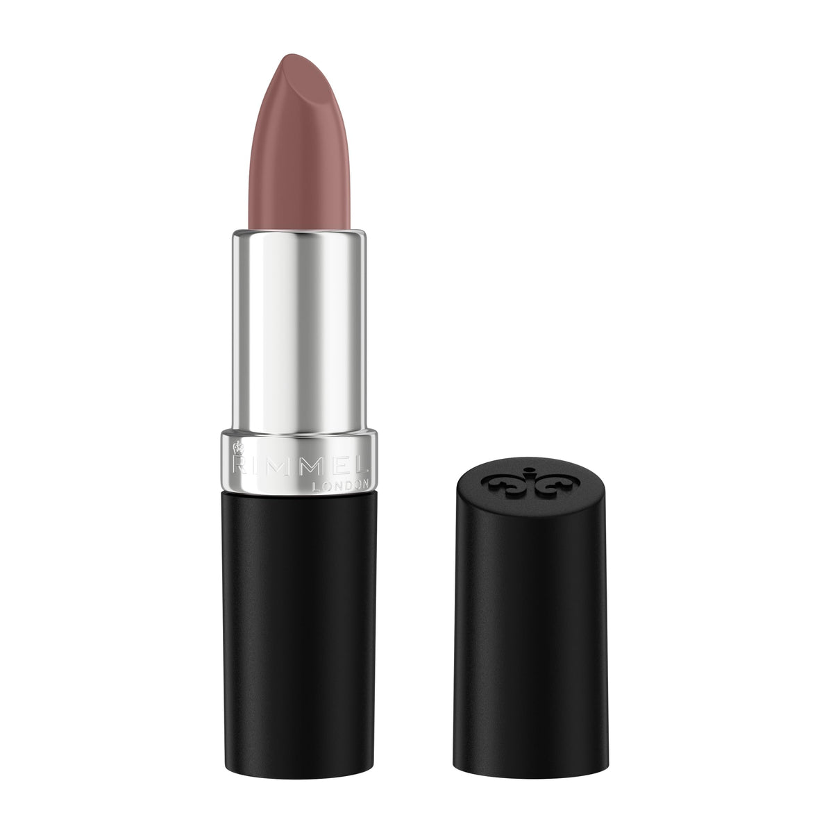 Rimmel Kate Lasting Finish Lipstick bottle shows long-lasting color for all-day wear.