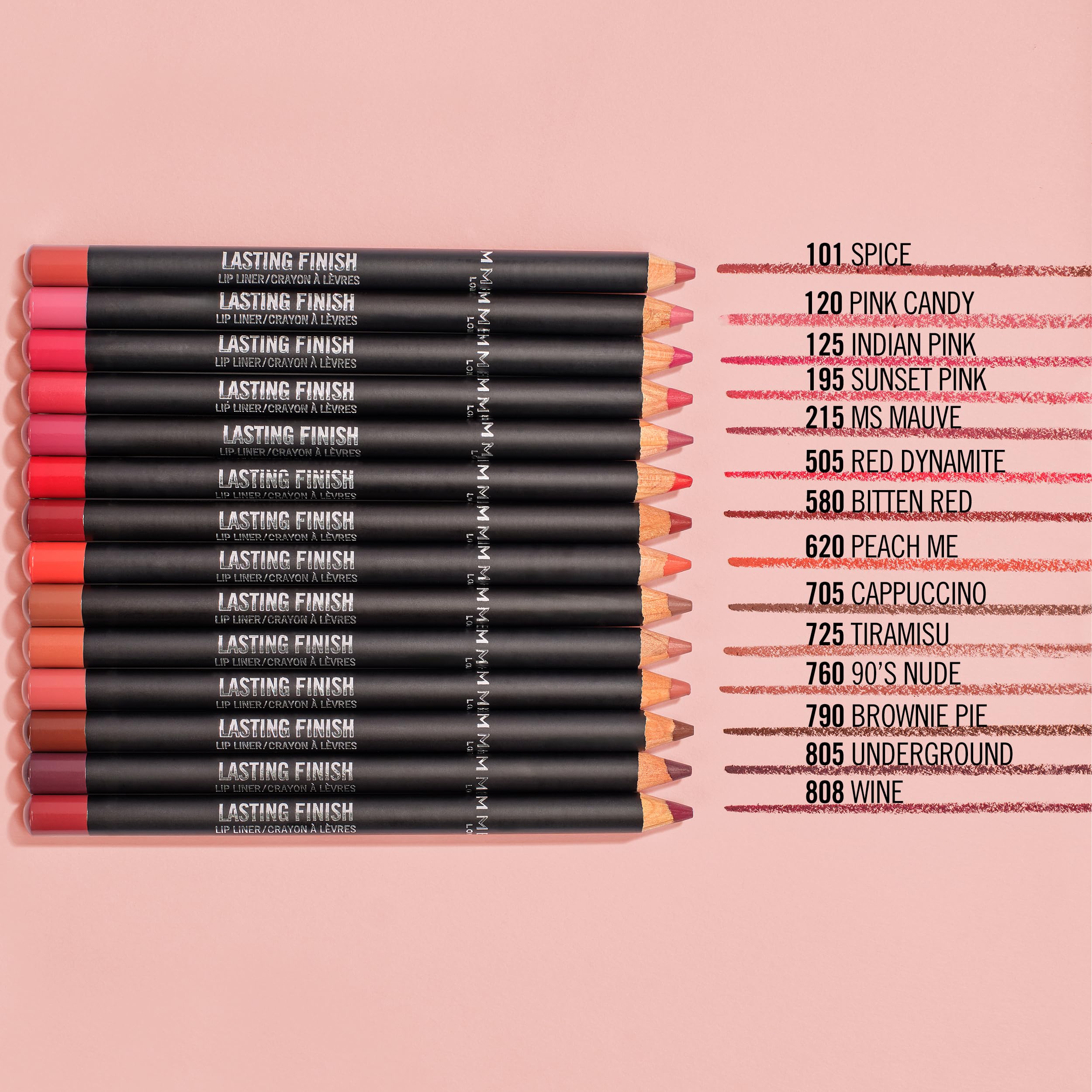 Rimmel 8HR lip liner demonstrates long-lasting wear across lips.