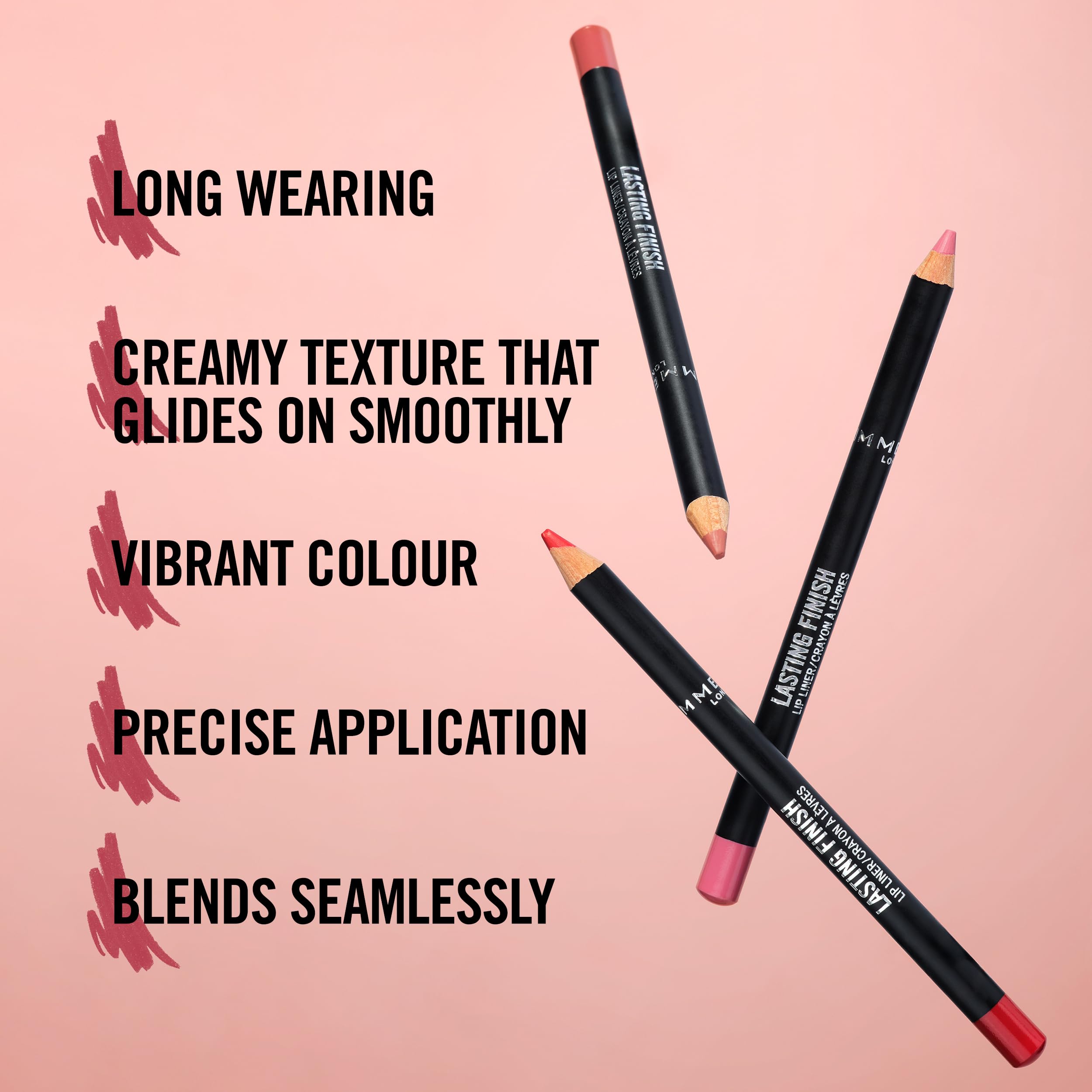 Rimmel Lasting Finish 8HR Lip Liner Pencil precision tip for clean edges.