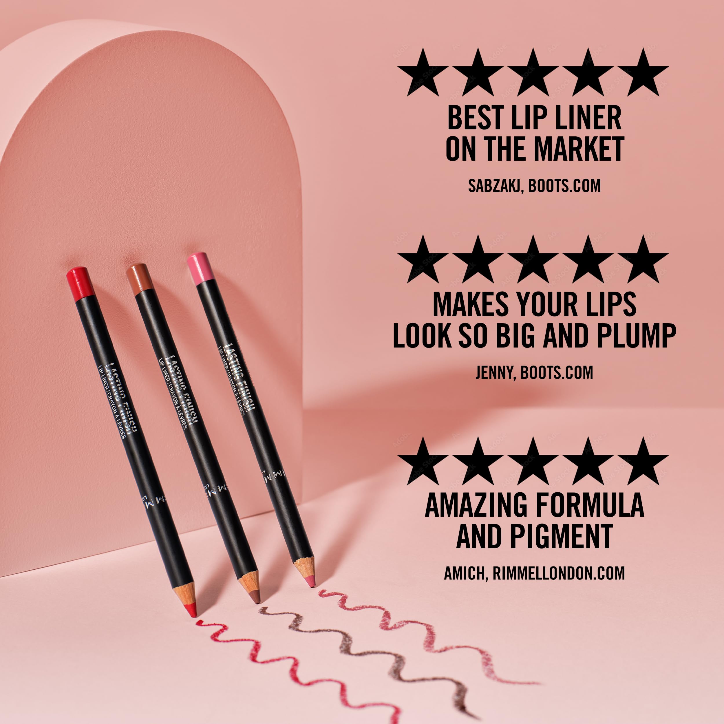 Rimmel Lasting Finish lip liner provides a crisp, defined edge when applied.
