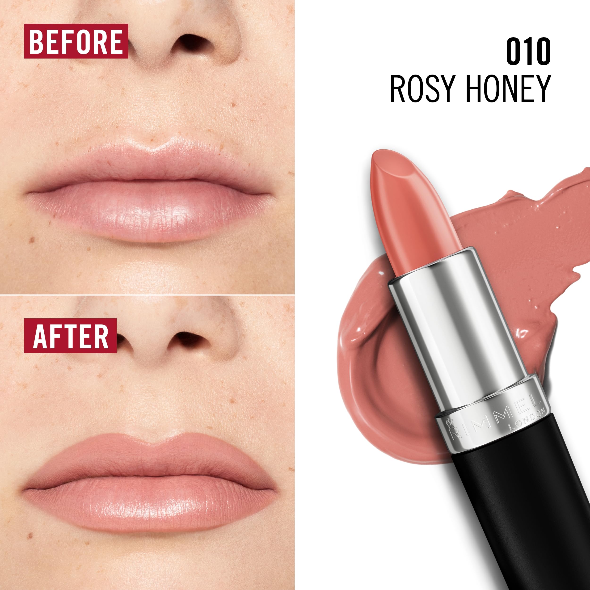 Rimmel Lasting Finish Lipstick applicator in use demonstrates smooth glide
