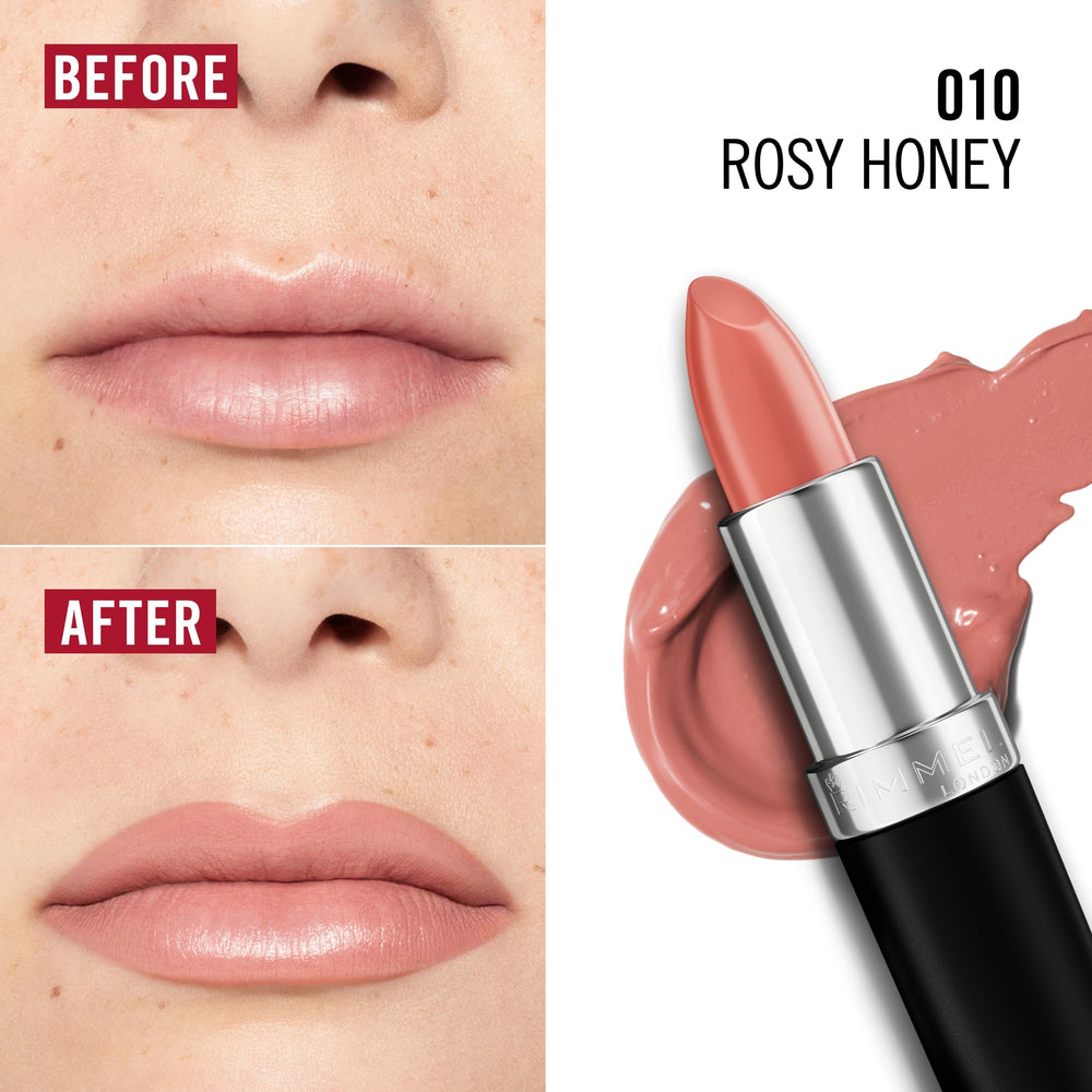 Rimmel Lasting Finish Lipstick applicator in use demonstrates smooth glide