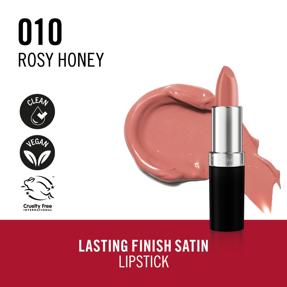 Rimmel Lasting Finish Lipstick satin finish closeup shows soft glow