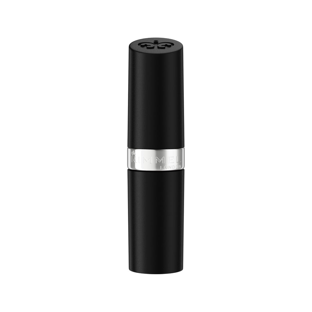 Rimmel Lasting Finish Lipstick tube displays premium design and smooth glide-on color