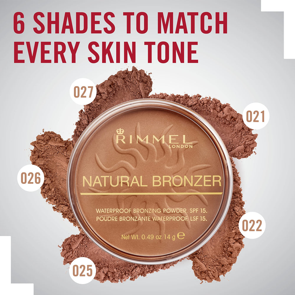 Rimmel Natural Sun Light compact open showing matte finish and even coverage.