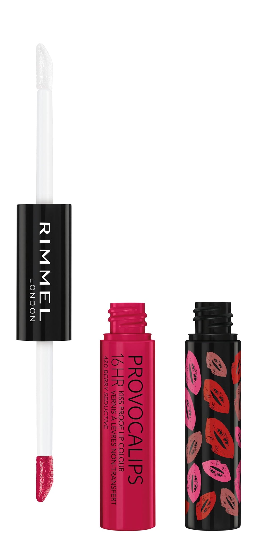 Rimmel Provocalips Berry Seductive bottle close-up with rich color and glossy shine.
