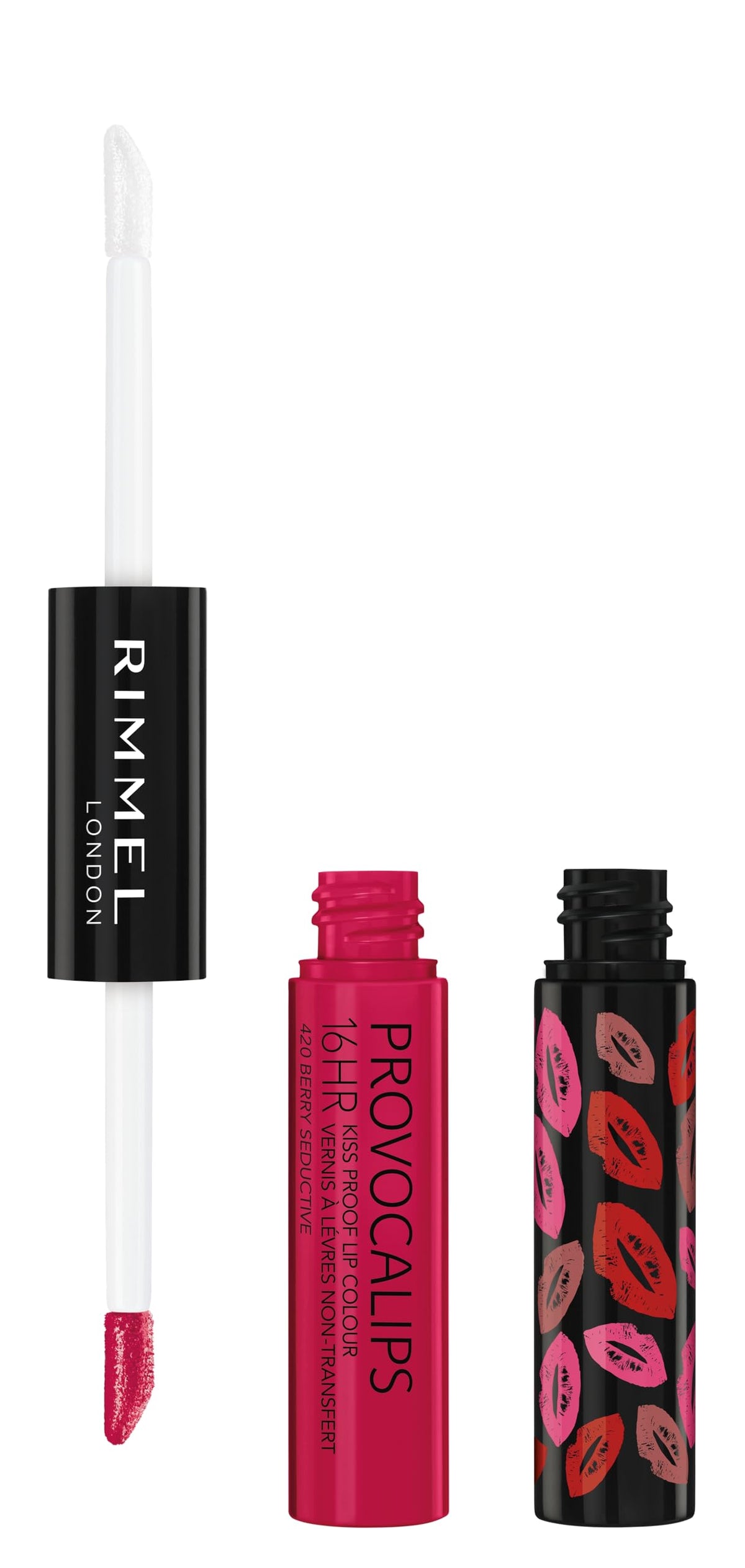Rimmel Provocalips Berry Seductive bottle close-up with rich color and glossy shine.