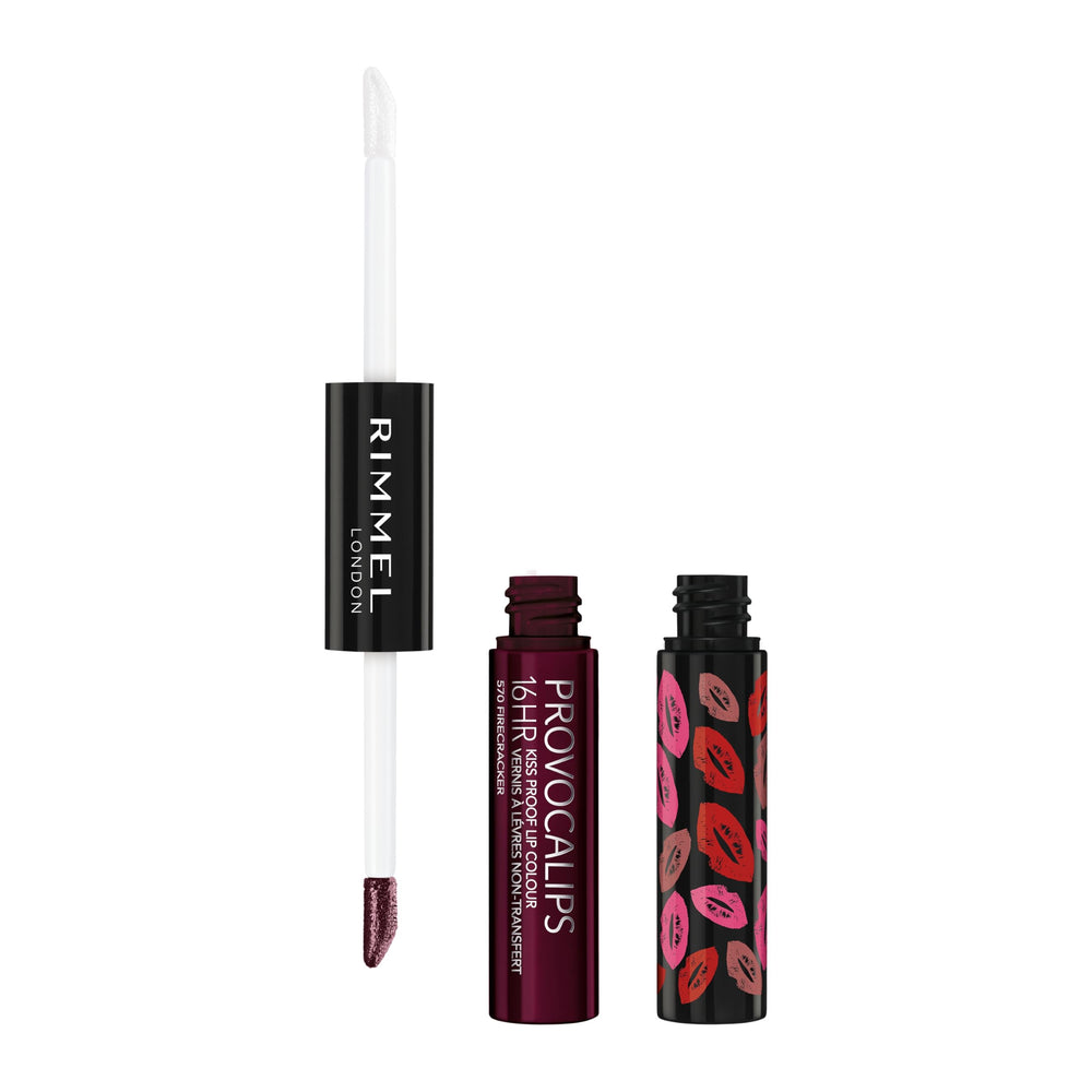Rimmel Provocalips Firecracker glossy finish lip color close-up.