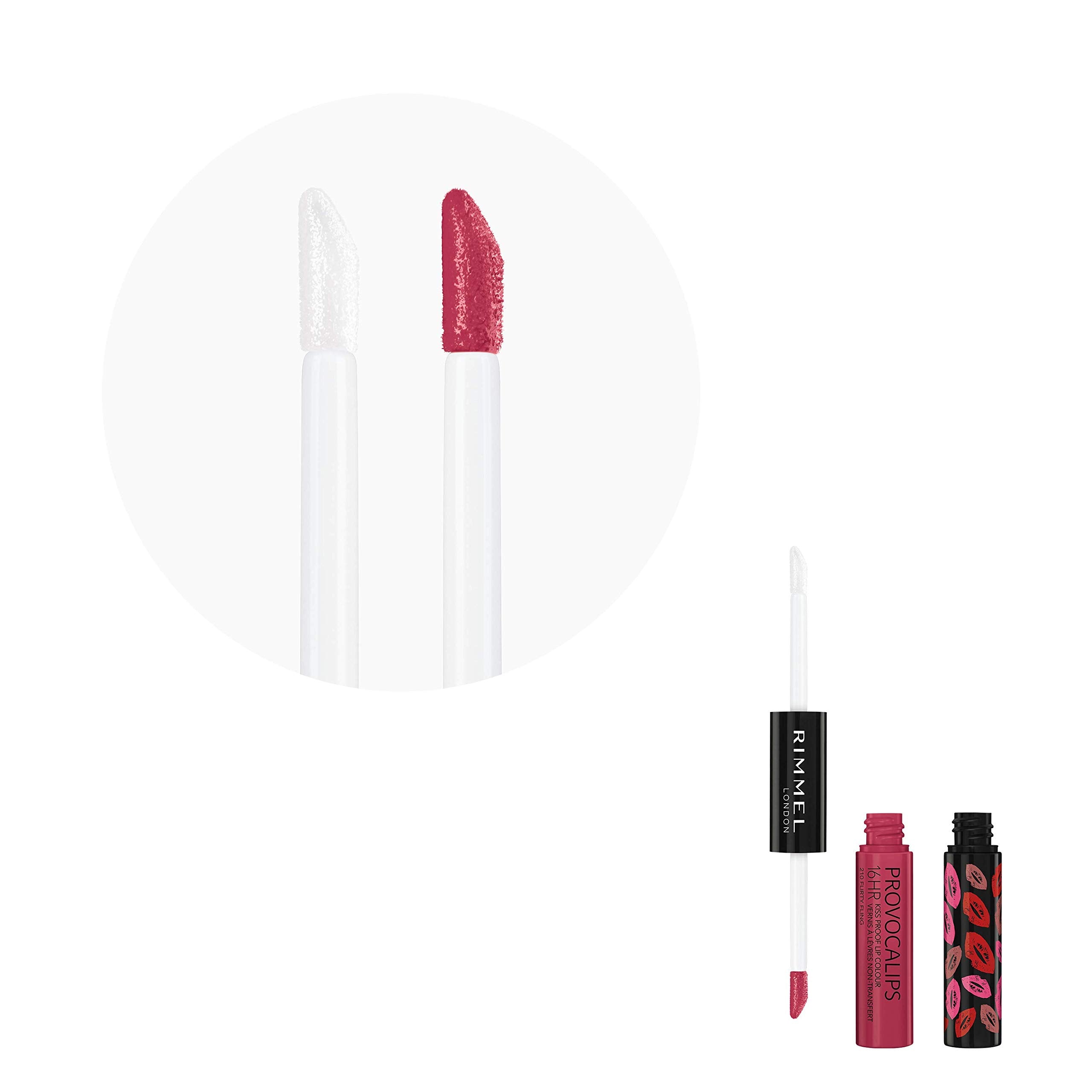 Rimmel Provocalips liquid lipstick application demonstrates two-step color locking.