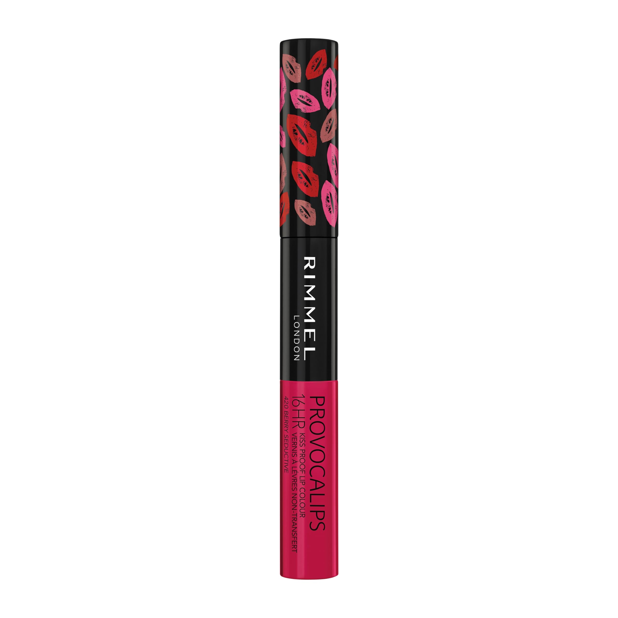 Rimmel Provocalips transfer-proof formula demonstrated on a fingertip test.