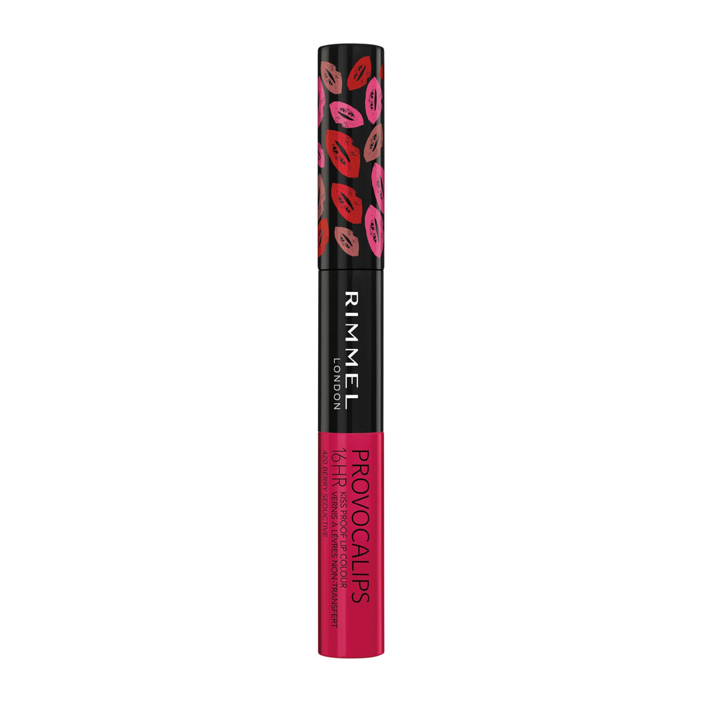 Rimmel Provocalips transfer-proof formula demonstrated on a fingertip test.