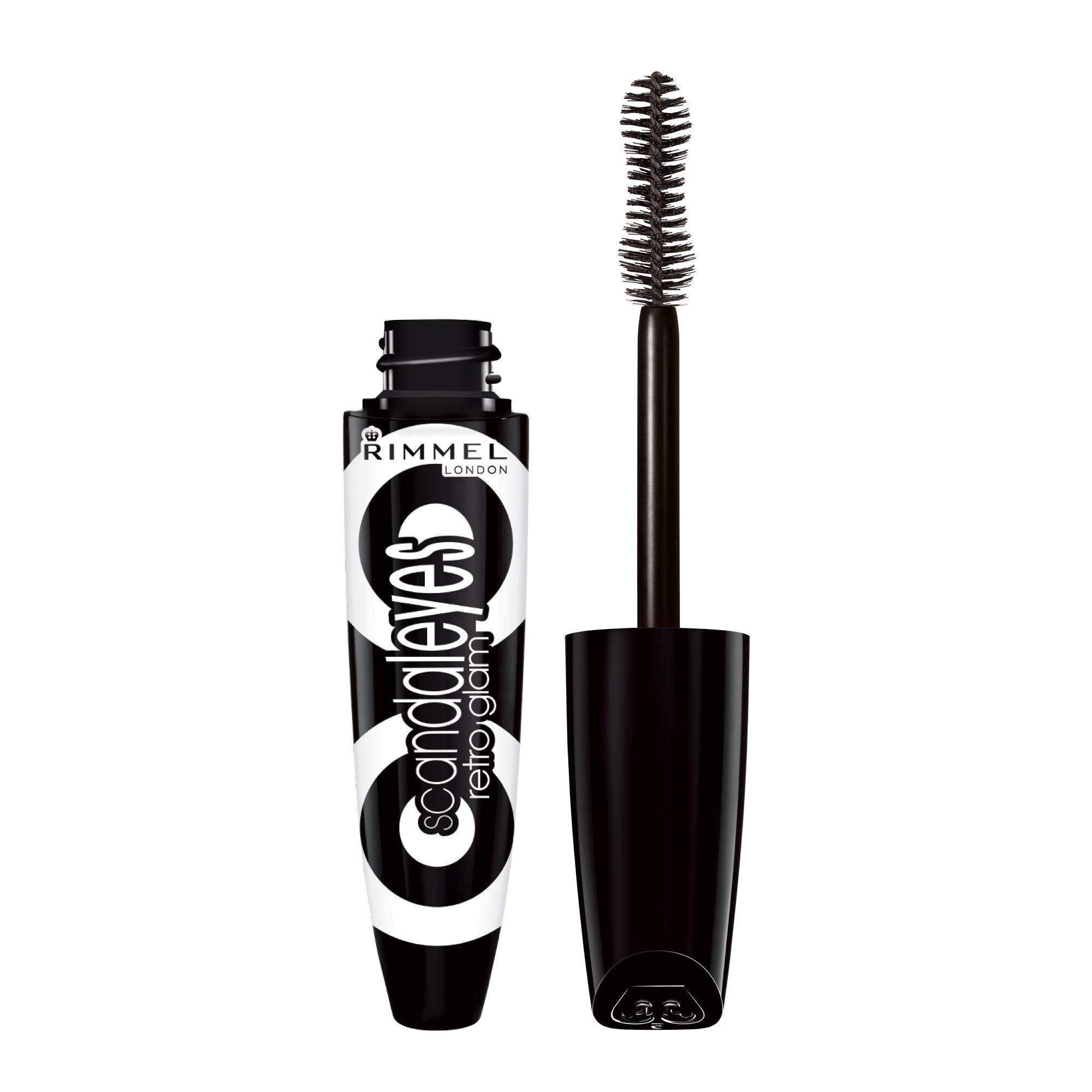 Rimmel Scandaleyes Retro Glam Mascara, cepillo hora de arena para volumen audaz.