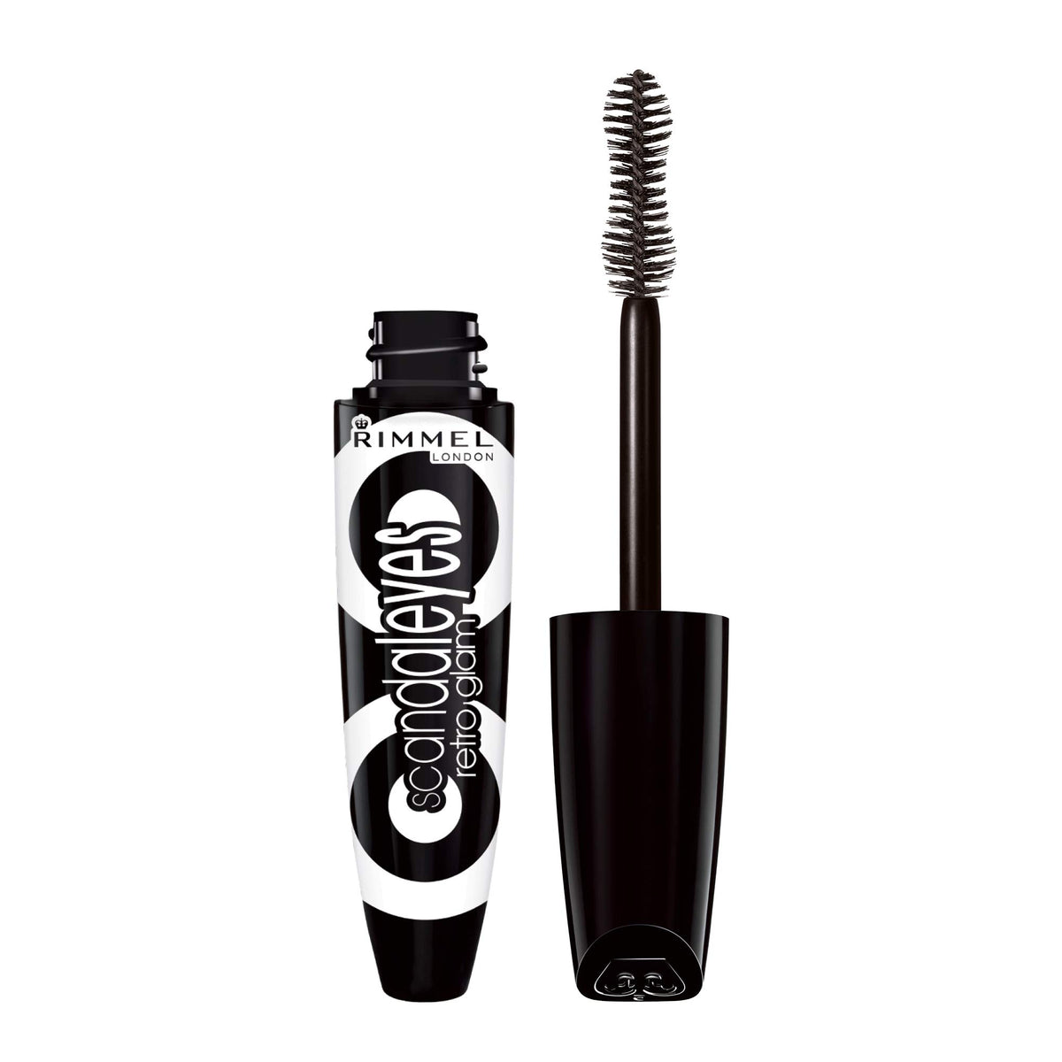 Rimmel Scandaleyes Retro Glam Mascara, cepillo hora de arena para volumen audaz.