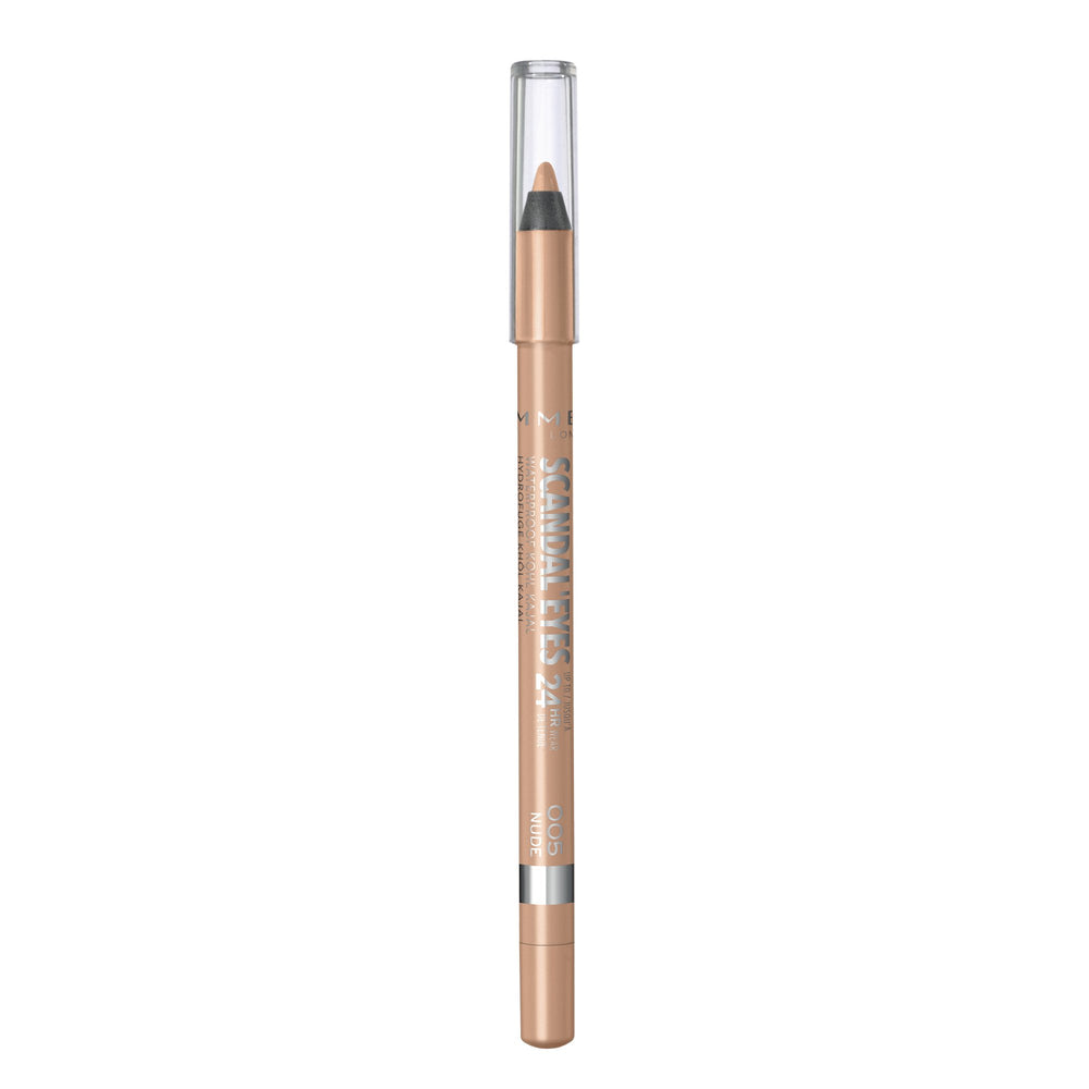 Rimmel Scandaleyes waterproof Kohl pencil tip close-up highlighting creamy glide.
