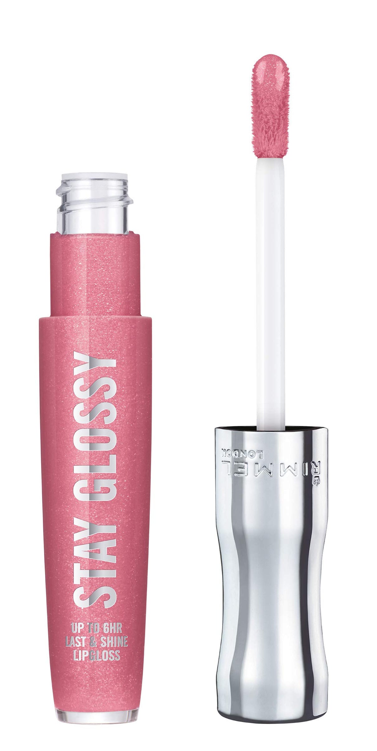 Rimmel Stay Glossy ofrece brillo duradero en los labios para un look radiante.