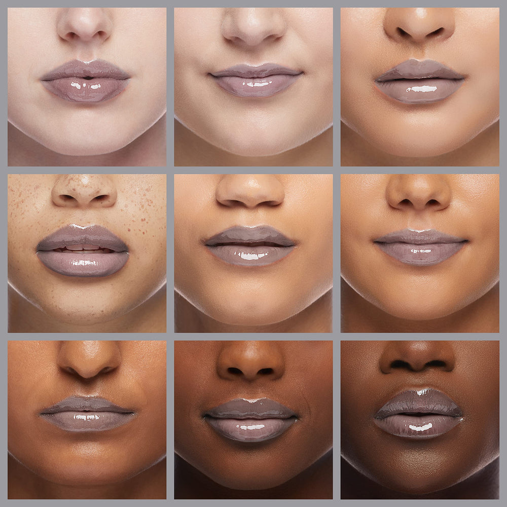 Rimmel Stay Glossy close-up on lips for a high-gloss shine