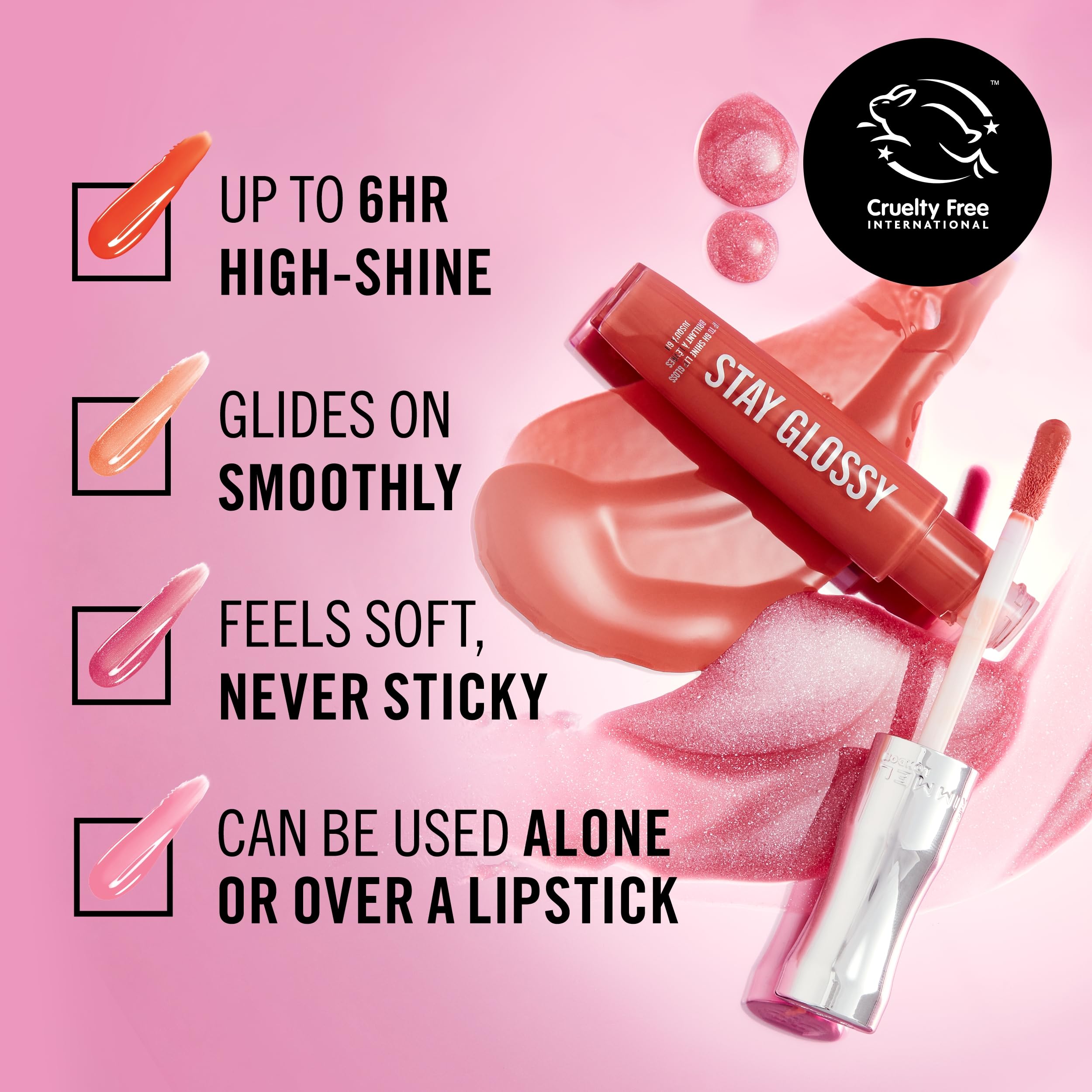 Rimmel Stay Glossy Cocoa Kiss close-up highlights lasting shine