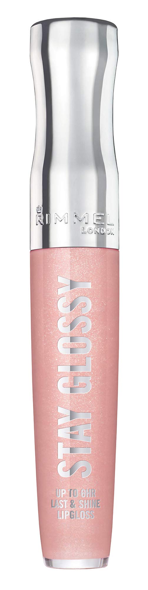 Close-up of Rimmel Stay Glossy worn alone for a glossy, non-sticky finish.