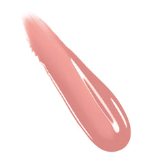 Rimmel Stay Glossy lip gloss swatches on lips with vibrant color and shine.