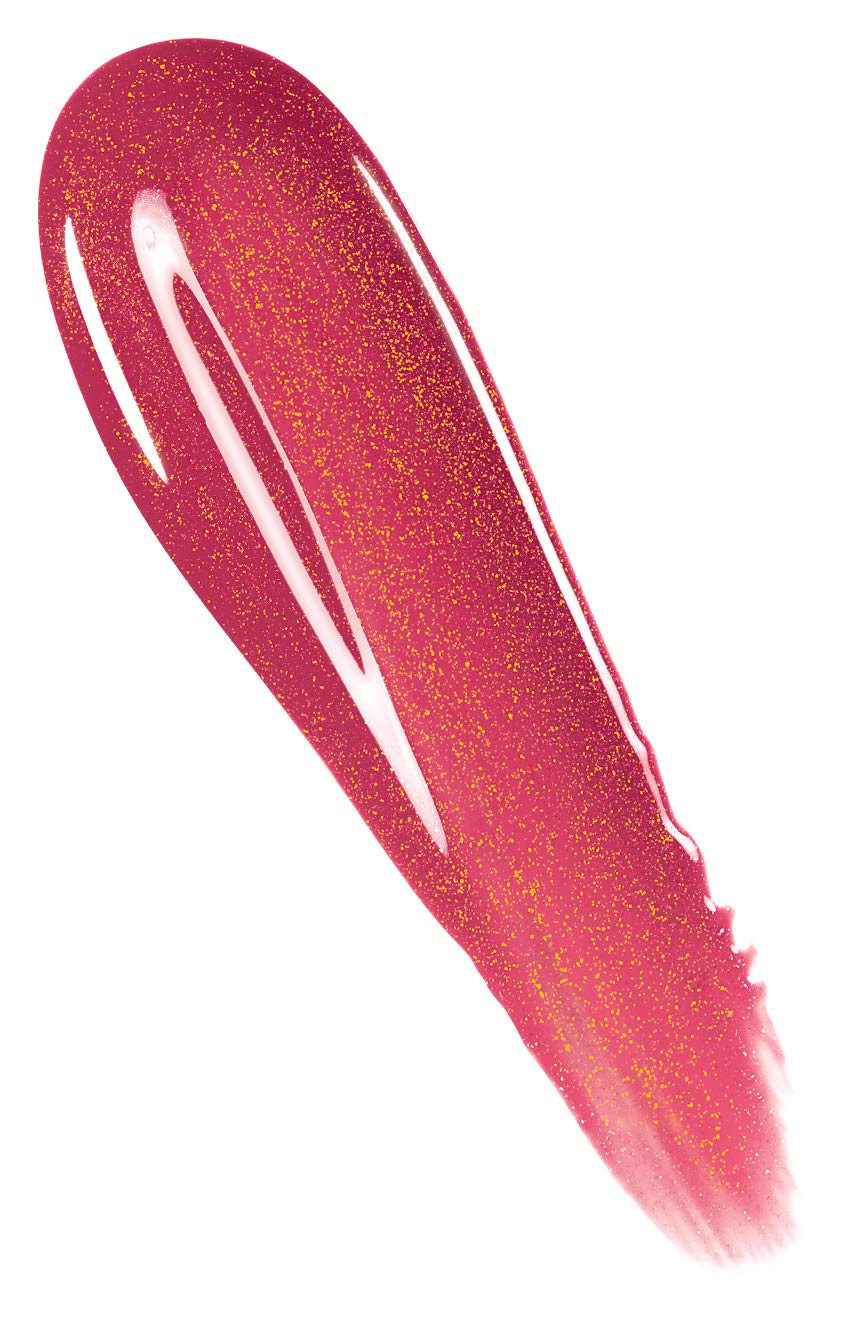 Rimmel Stay Glossy on-lip swatch shows vibrant color and shine