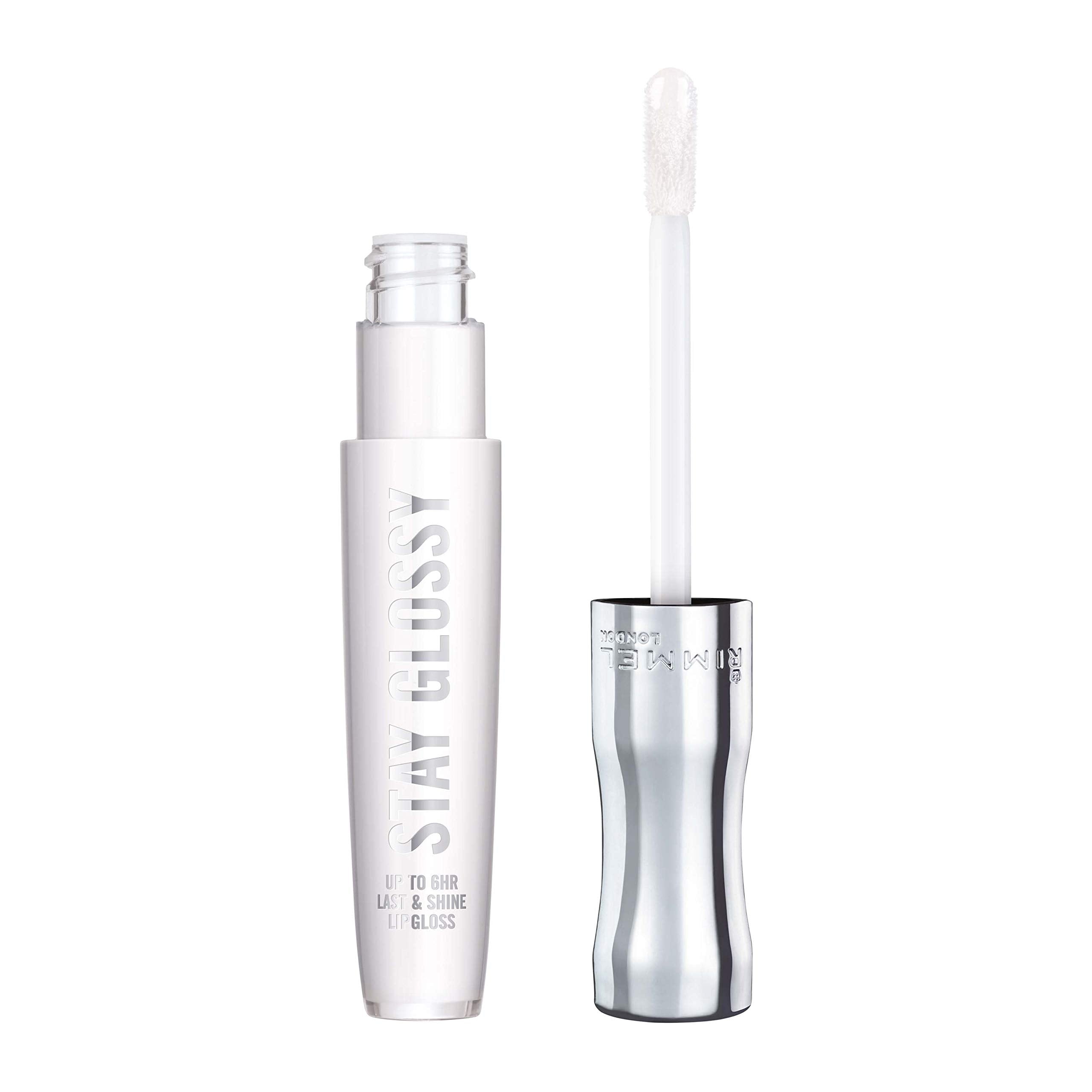Rimmel Stay Glossy Seduce Me 820 bottle showing rich color and shine