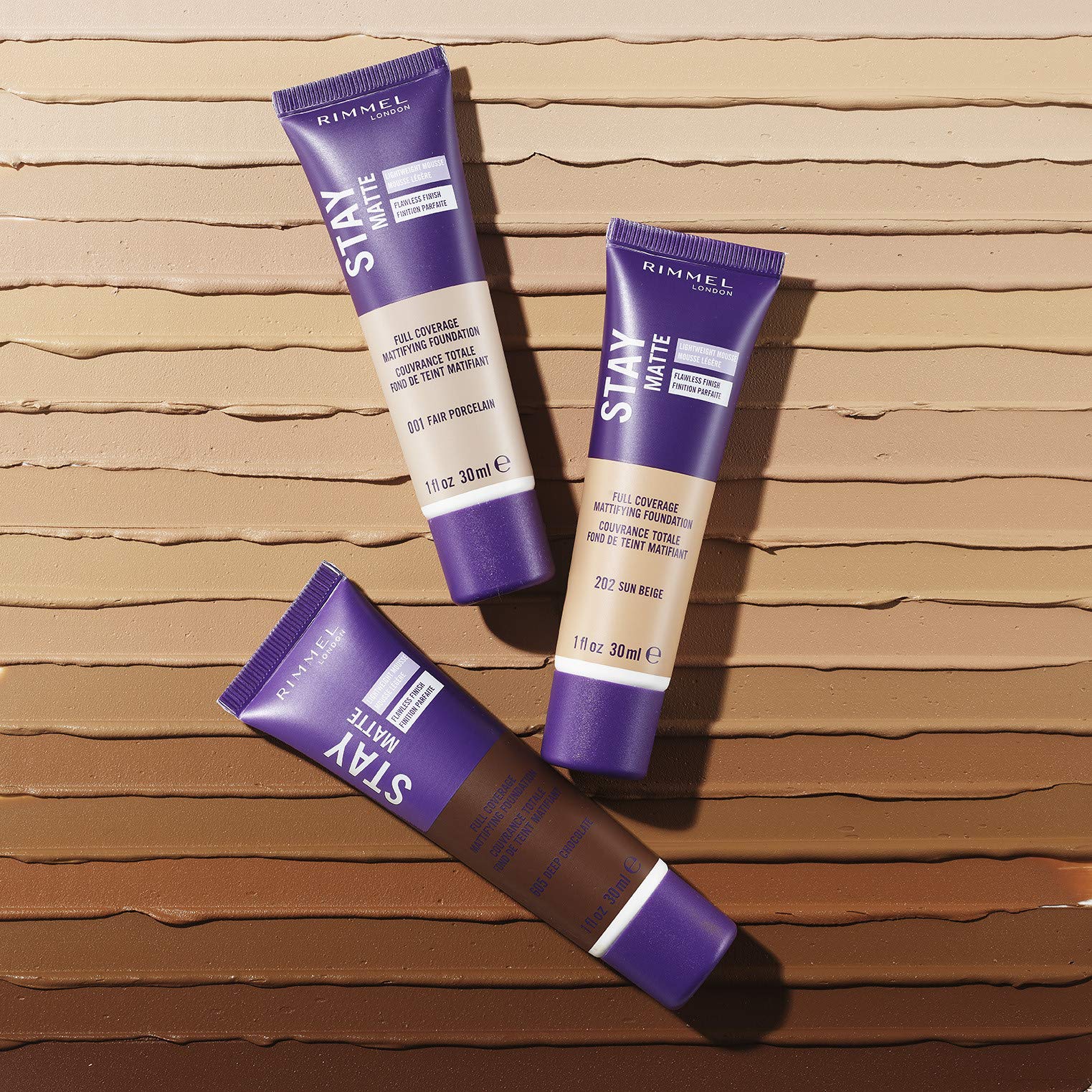 Rimmel Stay Matte Liquid Mousse sample on skin shows even, shine-free complexion.